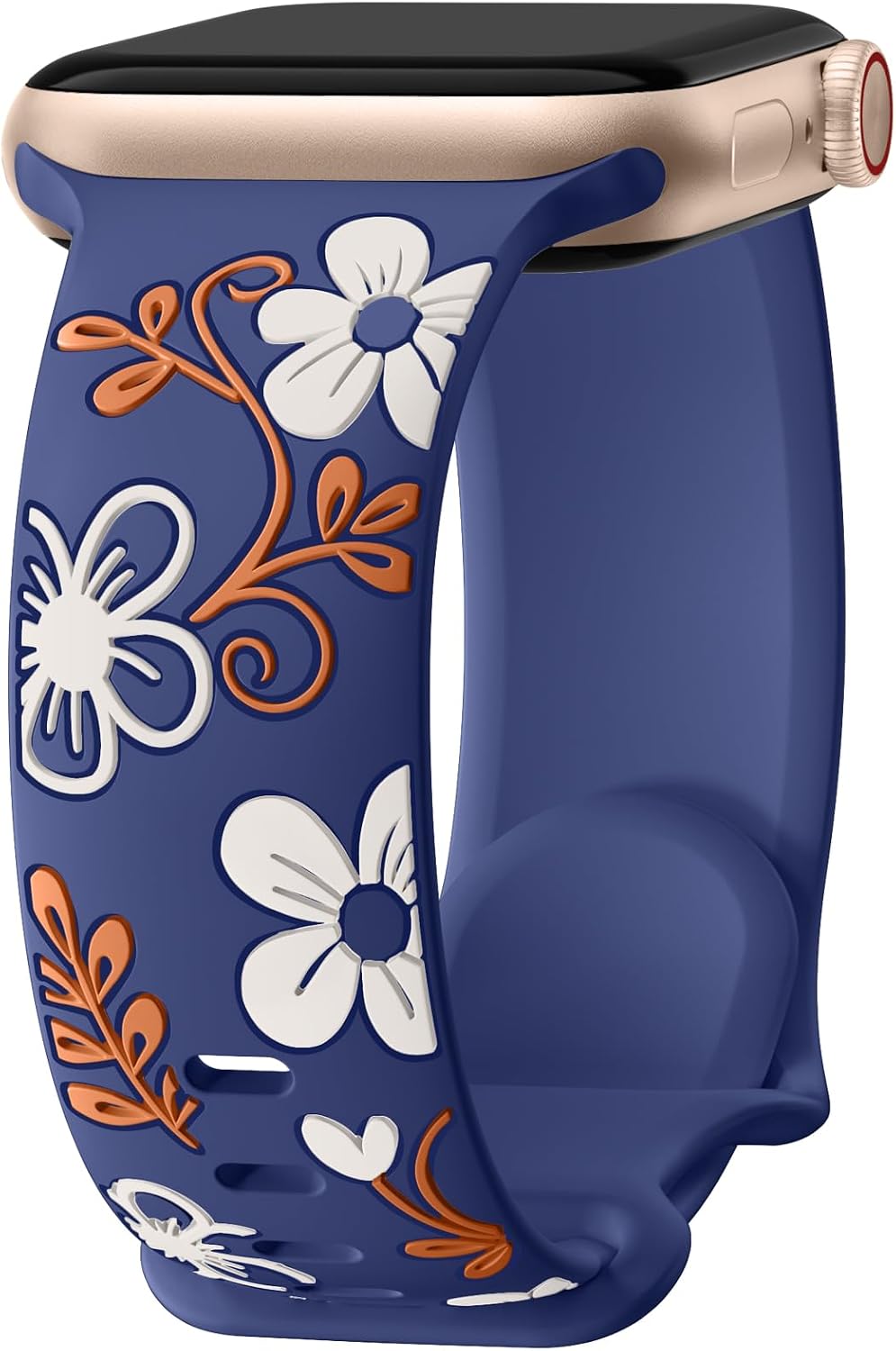 Detalle de Witzon Floral Silicone Apple Watch Band, Engraved Multi-Tone Inlay