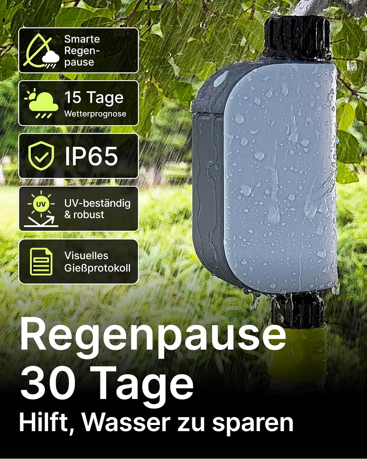 Detalle de EZAIoT Bewässerungscomputer WLAN mit Durchflussmesser – smarte App-Steuerung für Garten & Rasen