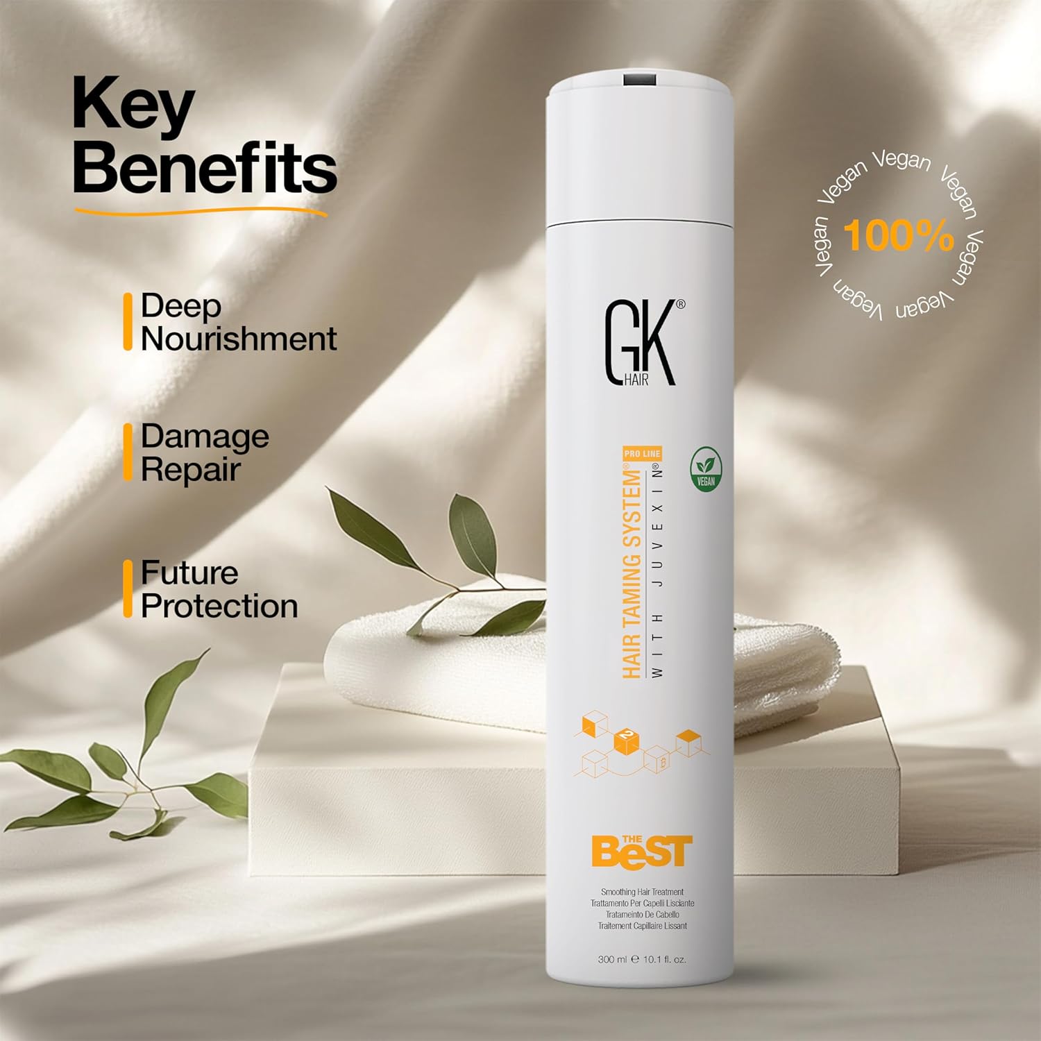 Detalle de GK HAIR Global Keratin “Il Migliore” trattamento lisciante alla cheratina 300 ml (kit professionale brasiliano)