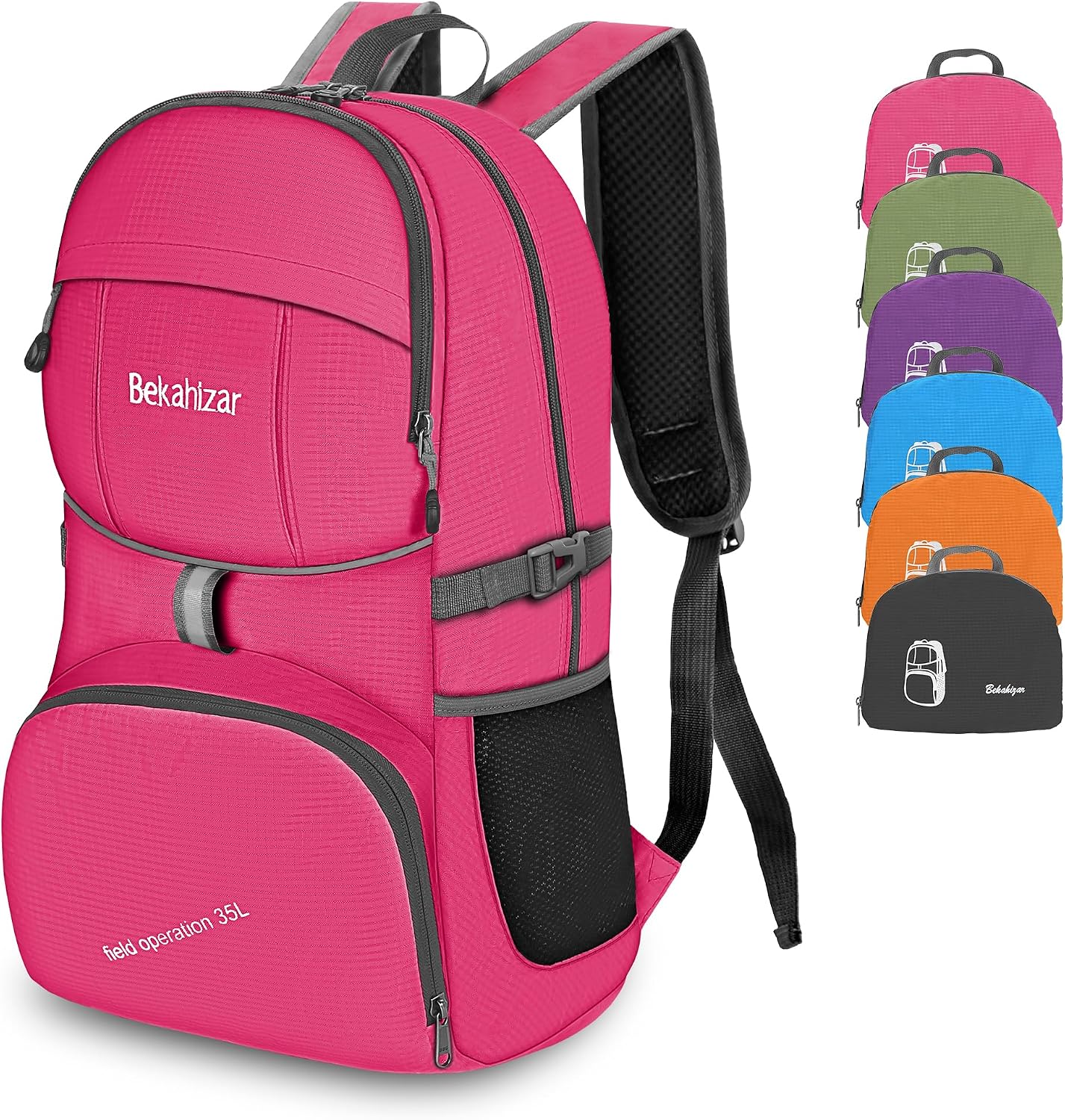 Thumbnail 6 de Bekahizar Lightweight Foldable Backpack 35L (Blue) – packable daypack for hiking, travel and everyday trips