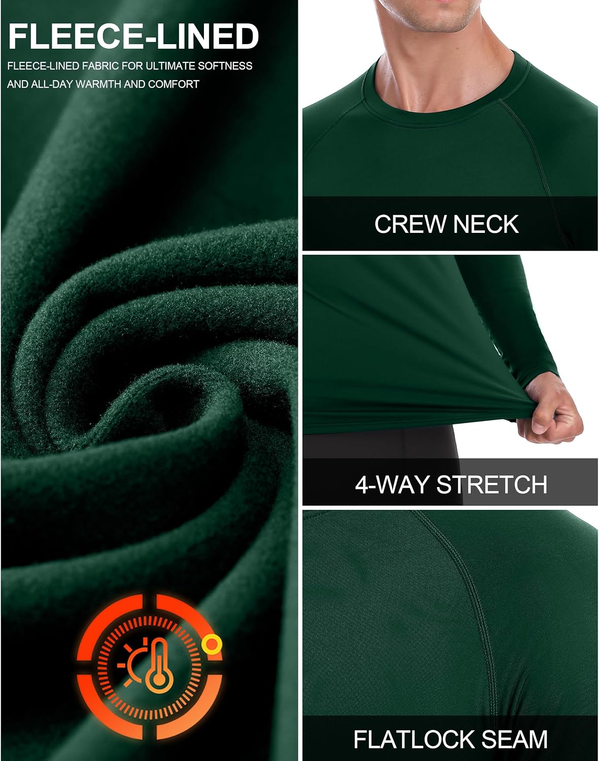 Detalle de Men's Thermal Compression Shirt, Fleece-Lined