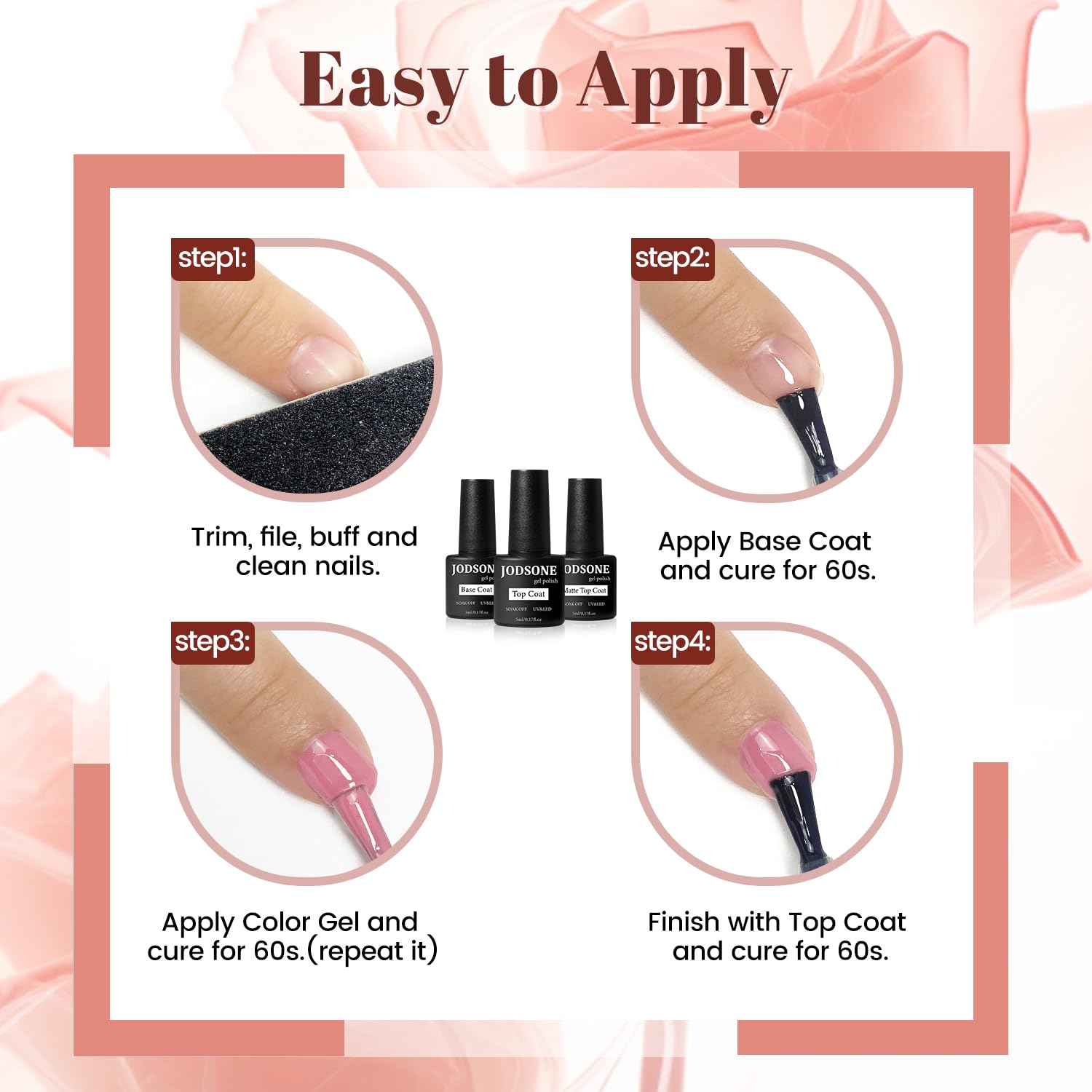 Thumbnail 6 de JODSONE 23-Piece Gel Nail Polish Set with Base, Glossy Top Coat, and Matte Top Coat