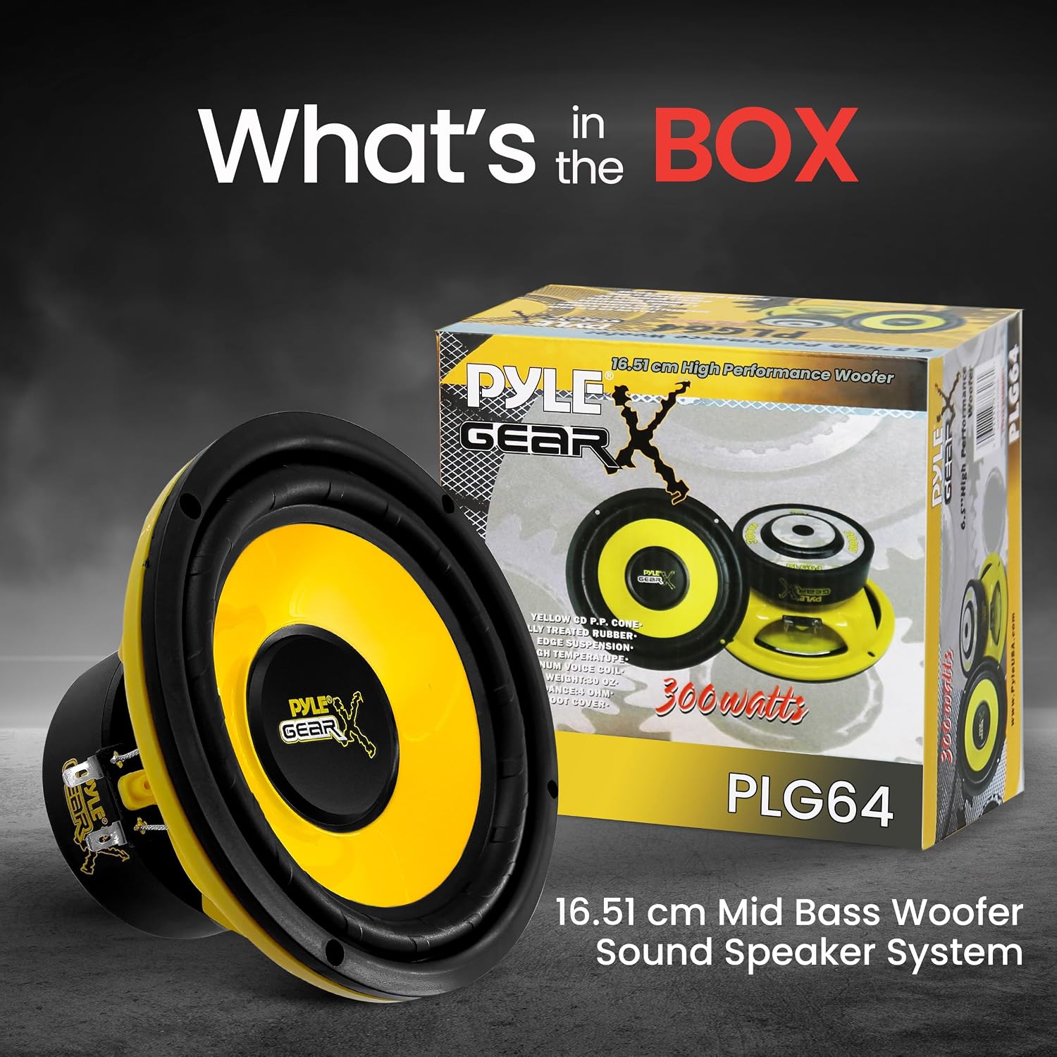Thumbnail 3 de Pyle 16.5 cm Mid Bass Woofer Speaker System – 300W Peak, 4Ω, Yellow