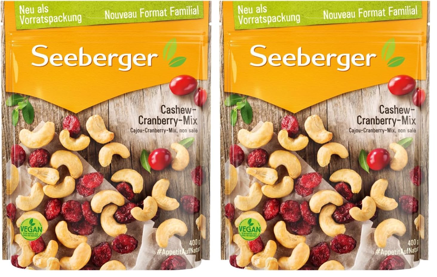 Thumbnail 3 de Seeberger Cashew-Cranberry-Mix: naturbelassene Cashewkerne mit Cranberries (vegan, glutenfrei, 1 x 400 g)