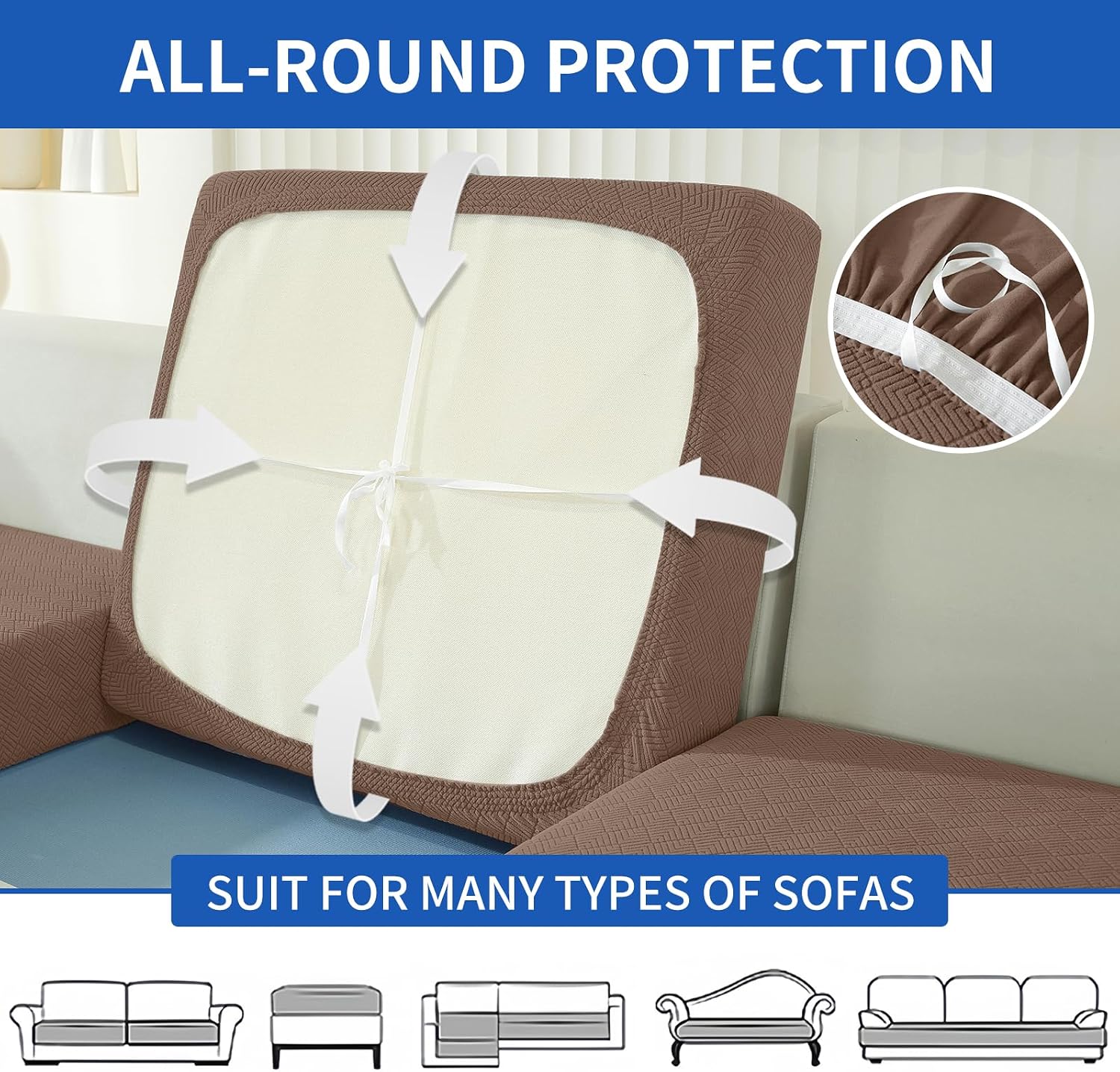 Thumbnail 5 de Ystyle Funda Asiento Sofa Elástico 1 asiento, Marrón