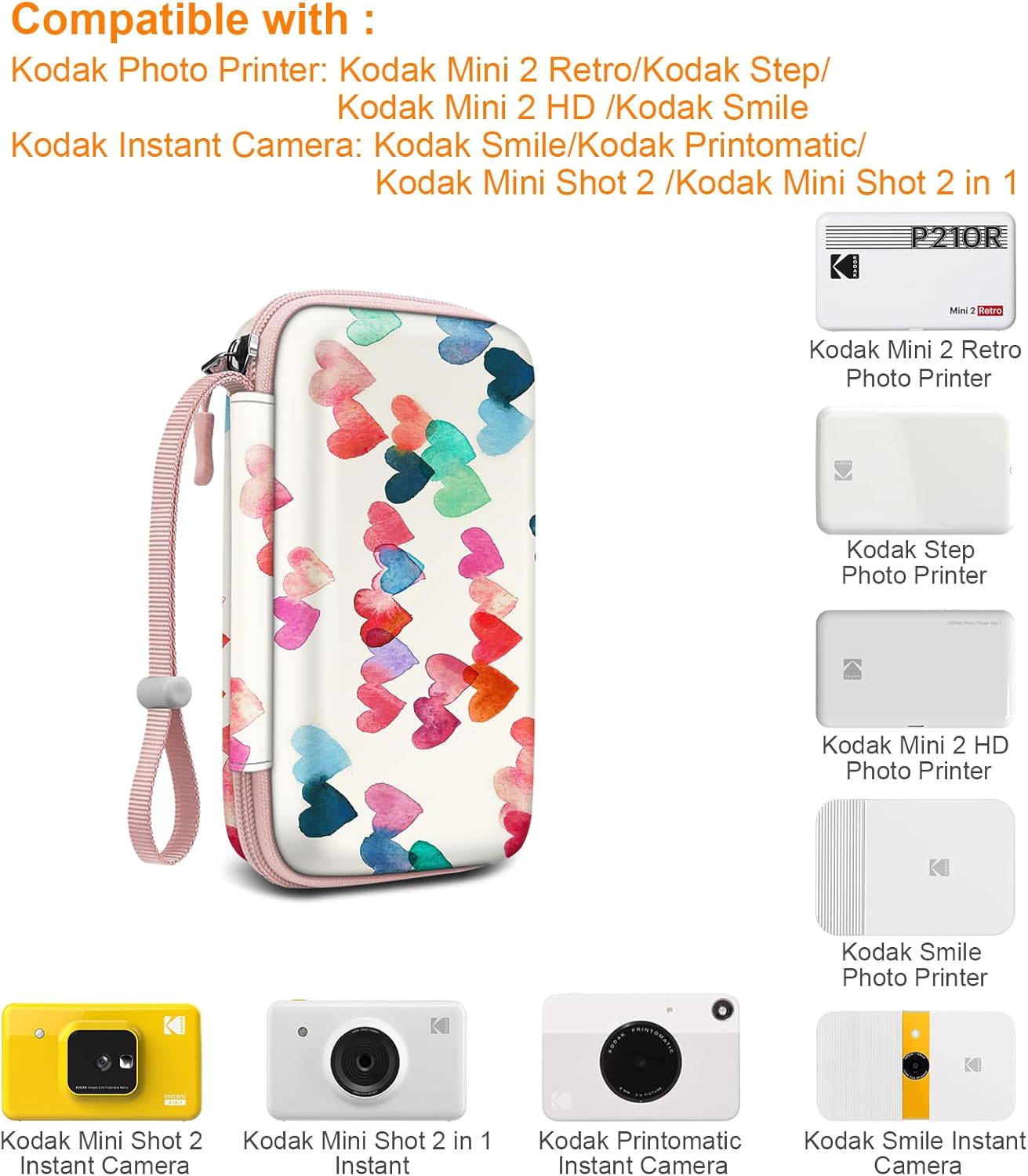 Thumbnail 1 de FINTIE Hartschalen-Tasche für Kodak Fotodrucker (Kodak Mini 2 Retro/Step/Mini 2 HD/Smile/Printomatic) – passend mit Innenfach