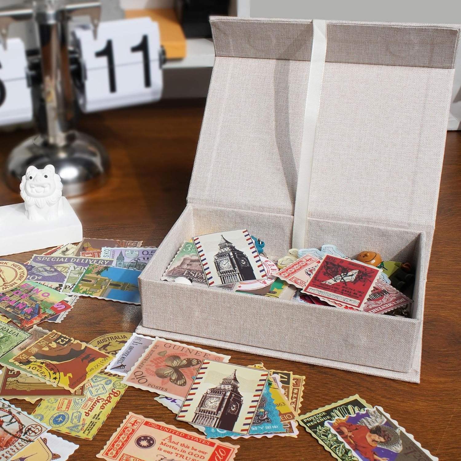 Thumbnail 5 de Hiwhy Foto Aufbewahrungsbox 13x18 cm Leinen Beige