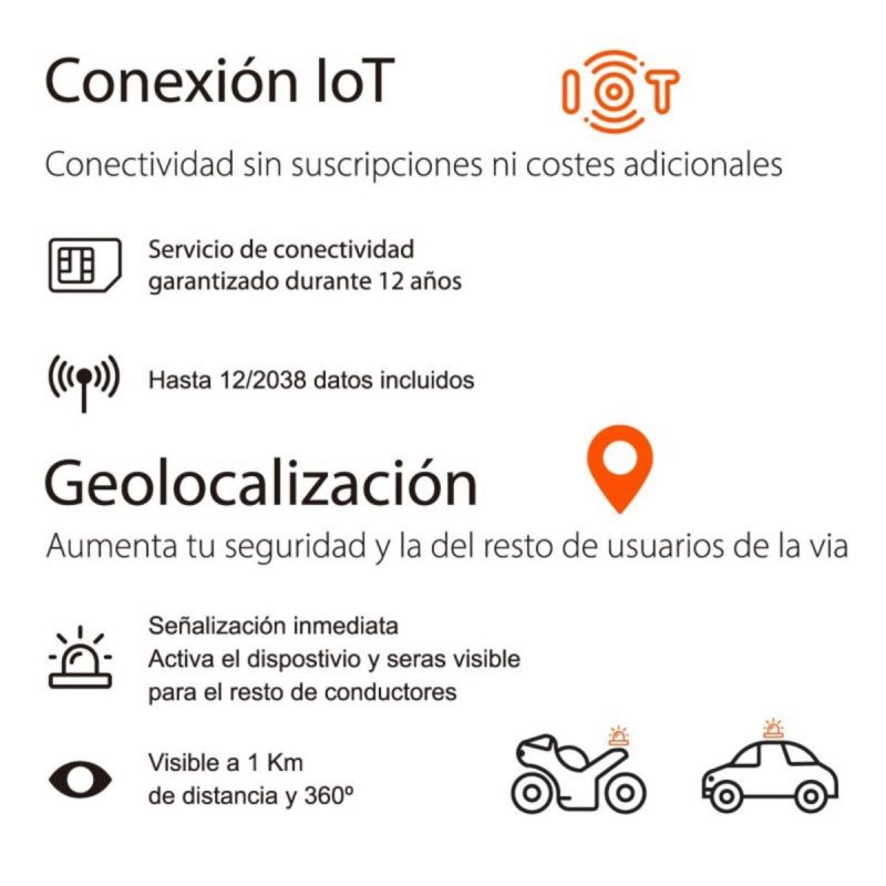 Detalle 1 de ebox Baliza V16 EB2503 1 km visibilidad