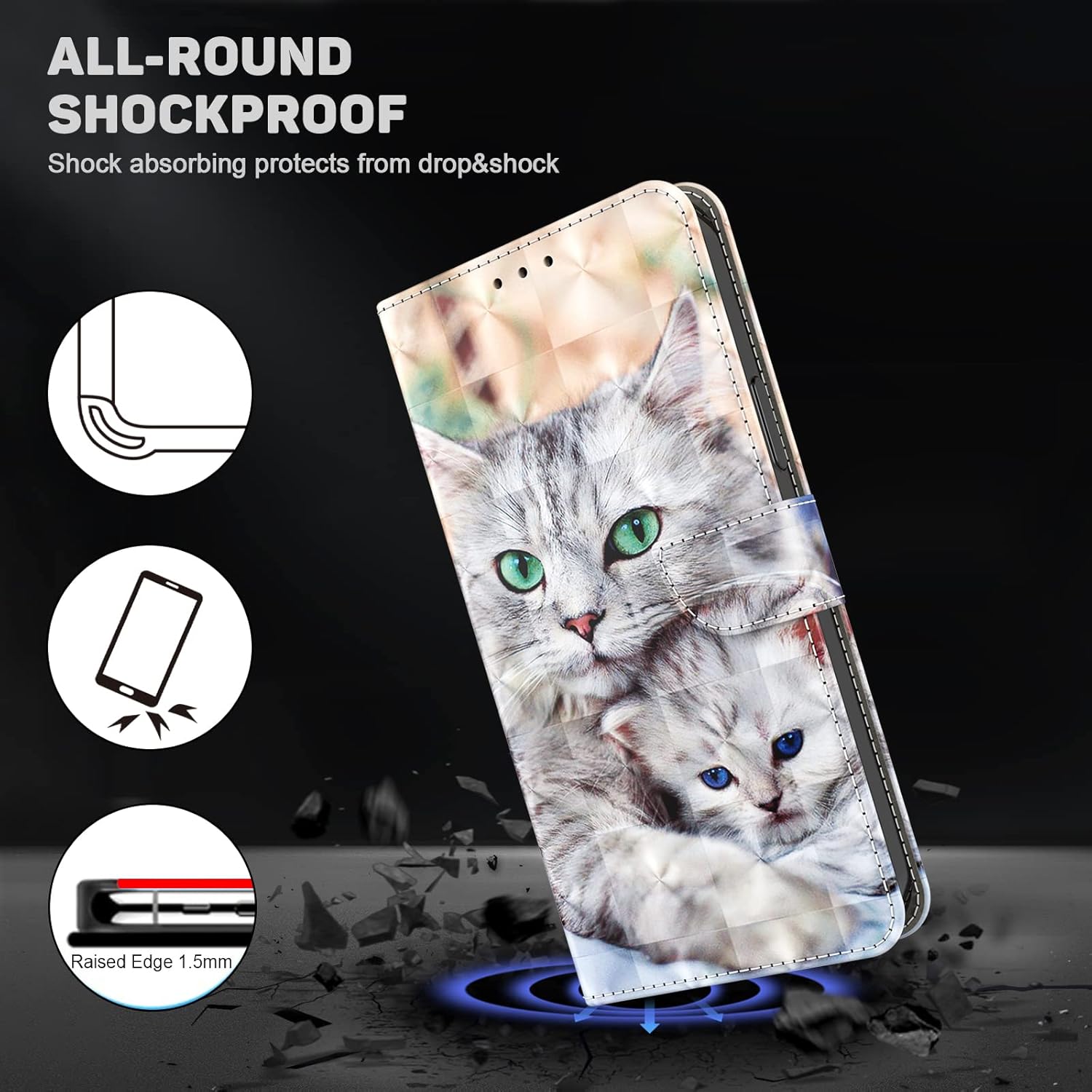 Thumbnail 5 de BOLELAW Hülle für Samsung Galaxy A05s – PU-Leder Wallet Case mit Magnetverschluss, Standfunktion und Kartenfächern