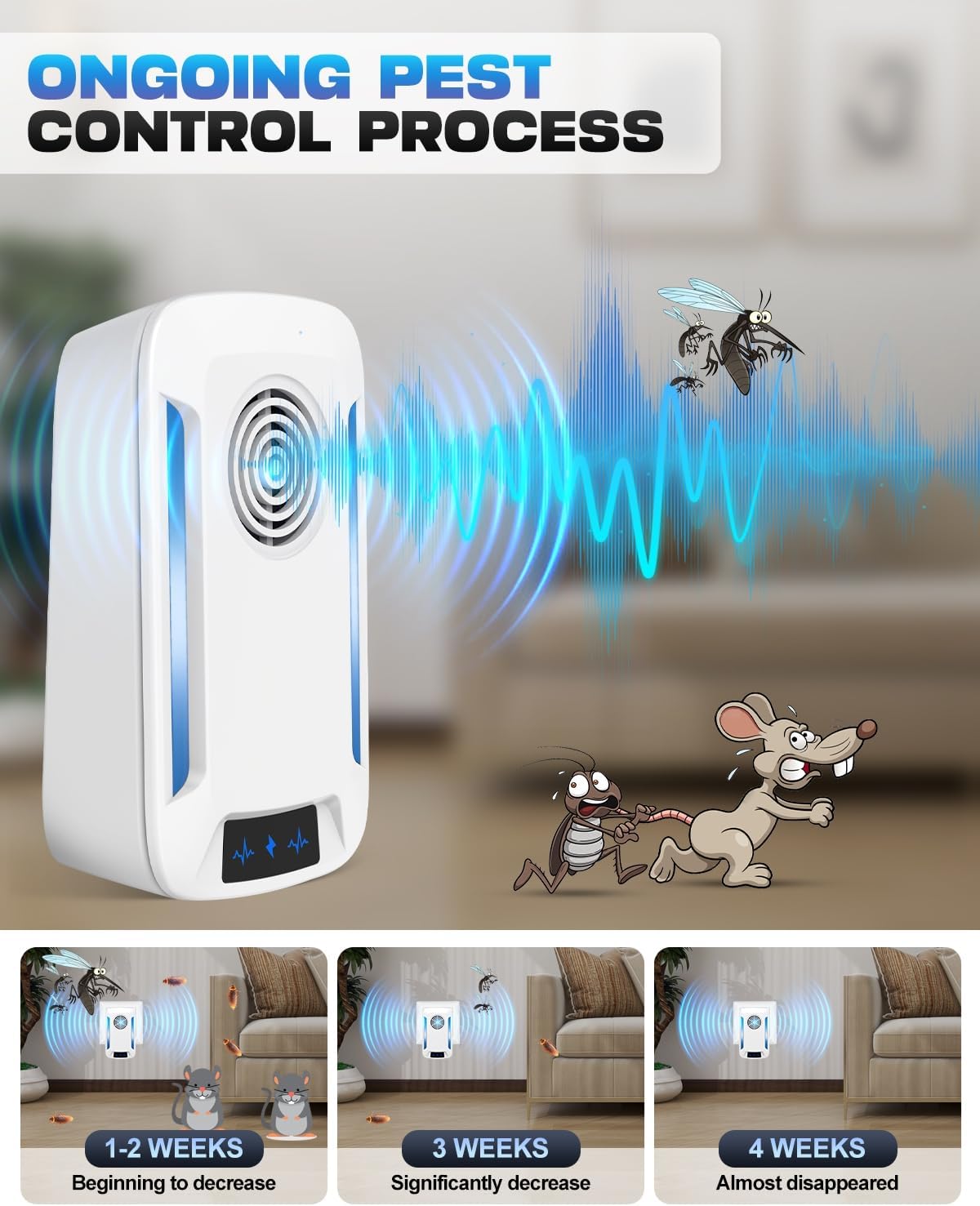 Thumbnail 4 de 2026 Newest Powerful Ultrasonic Pest Repeller 6-Pack – Plug-in Mouse, Spider & Cockroach Control (White)