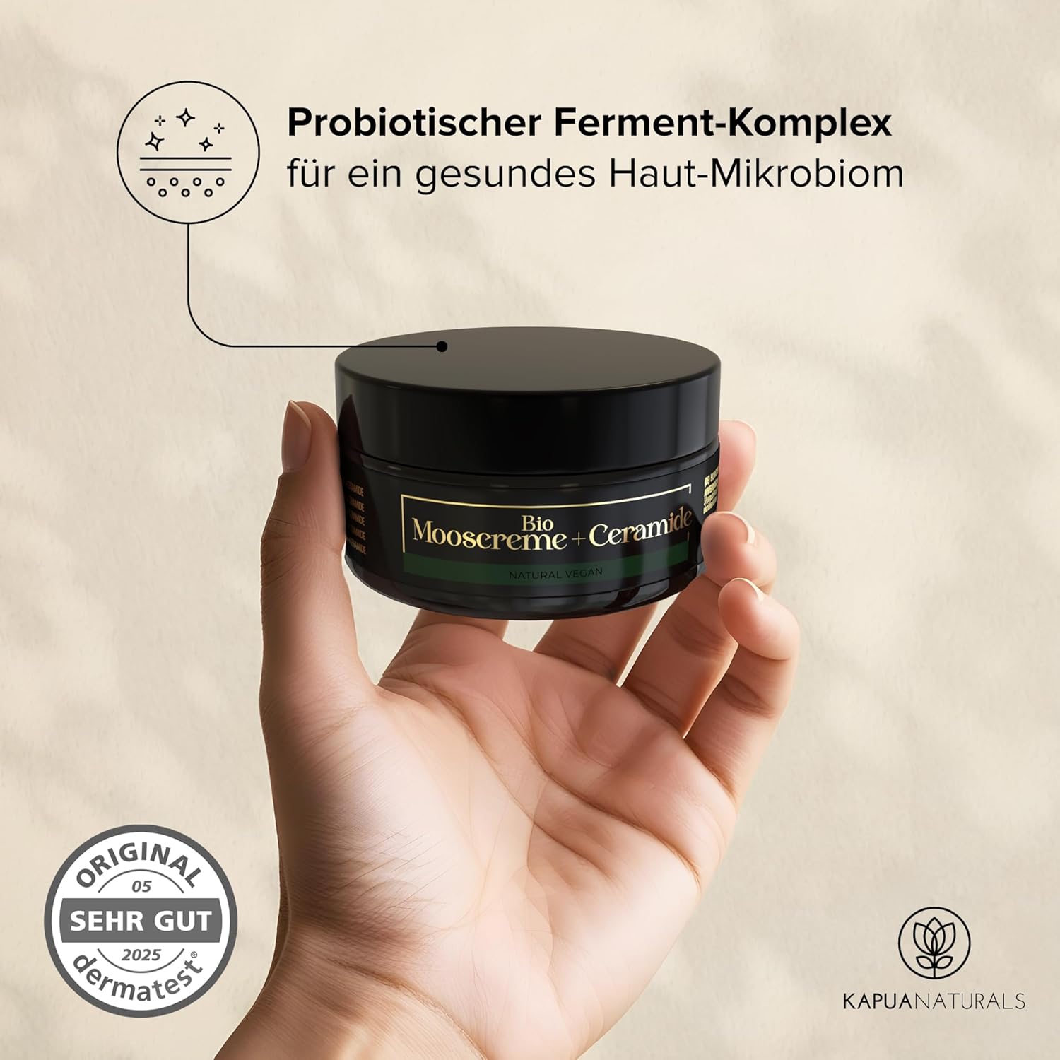 Detalle de Kapua Naturals BIO Moossalbe gegen Falten hochdosiert 100 ml mit MossCellTec™, Ceramiden & Hyaluronsäure