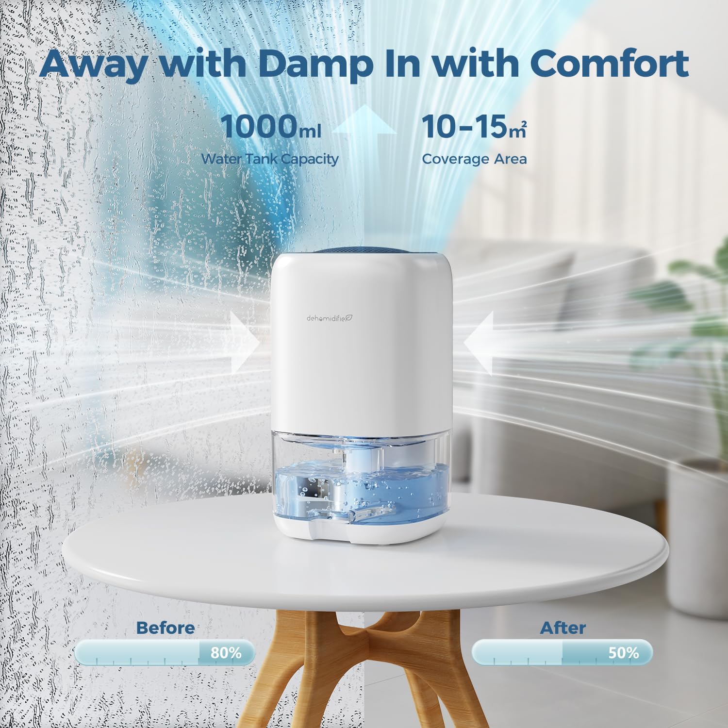 Thumbnail 1 de AROEVE 1000ml Portable Dehumidifier with Auto Defrost and 39 dB Quiet Operation