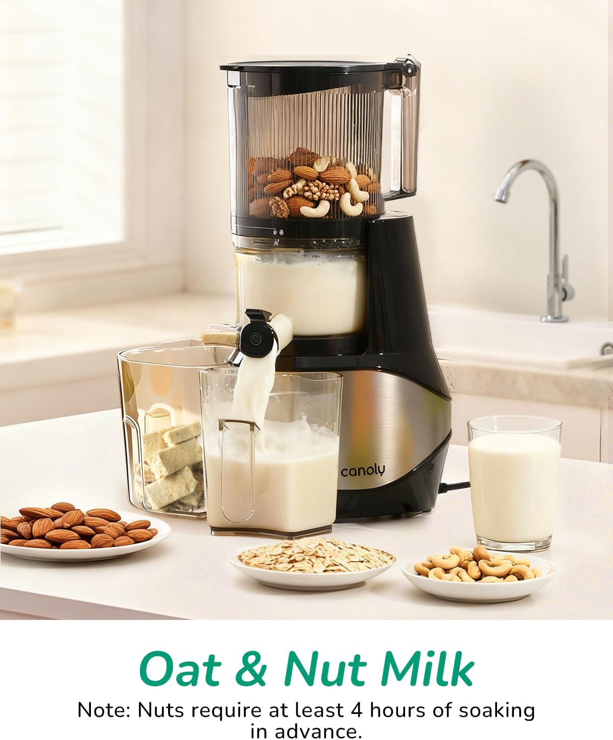 Thumbnail 5 de Canoly C09 Cold Press Juicer (6” extra-wide chute, 3-in-1 strainers) for juice, sorbet, and nut milk