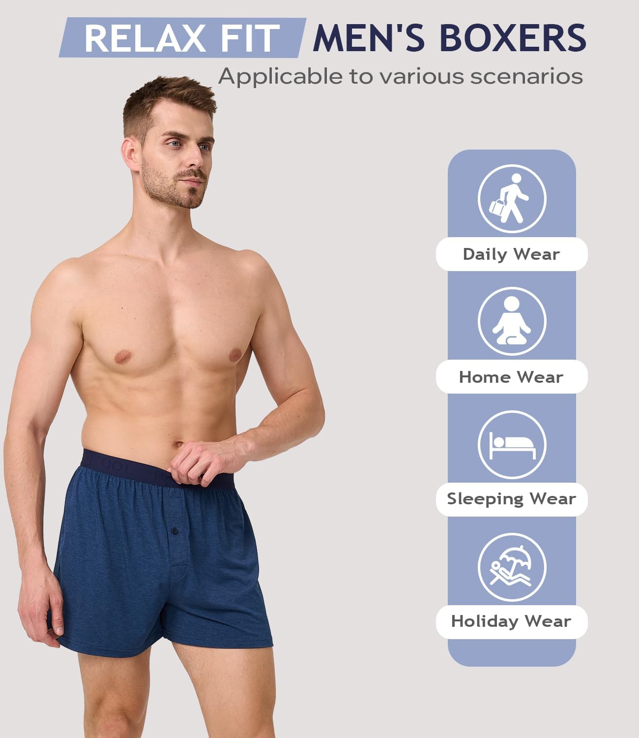 Detalle de BAMBOO COOL Men's Boxer Shorts 4-Pack