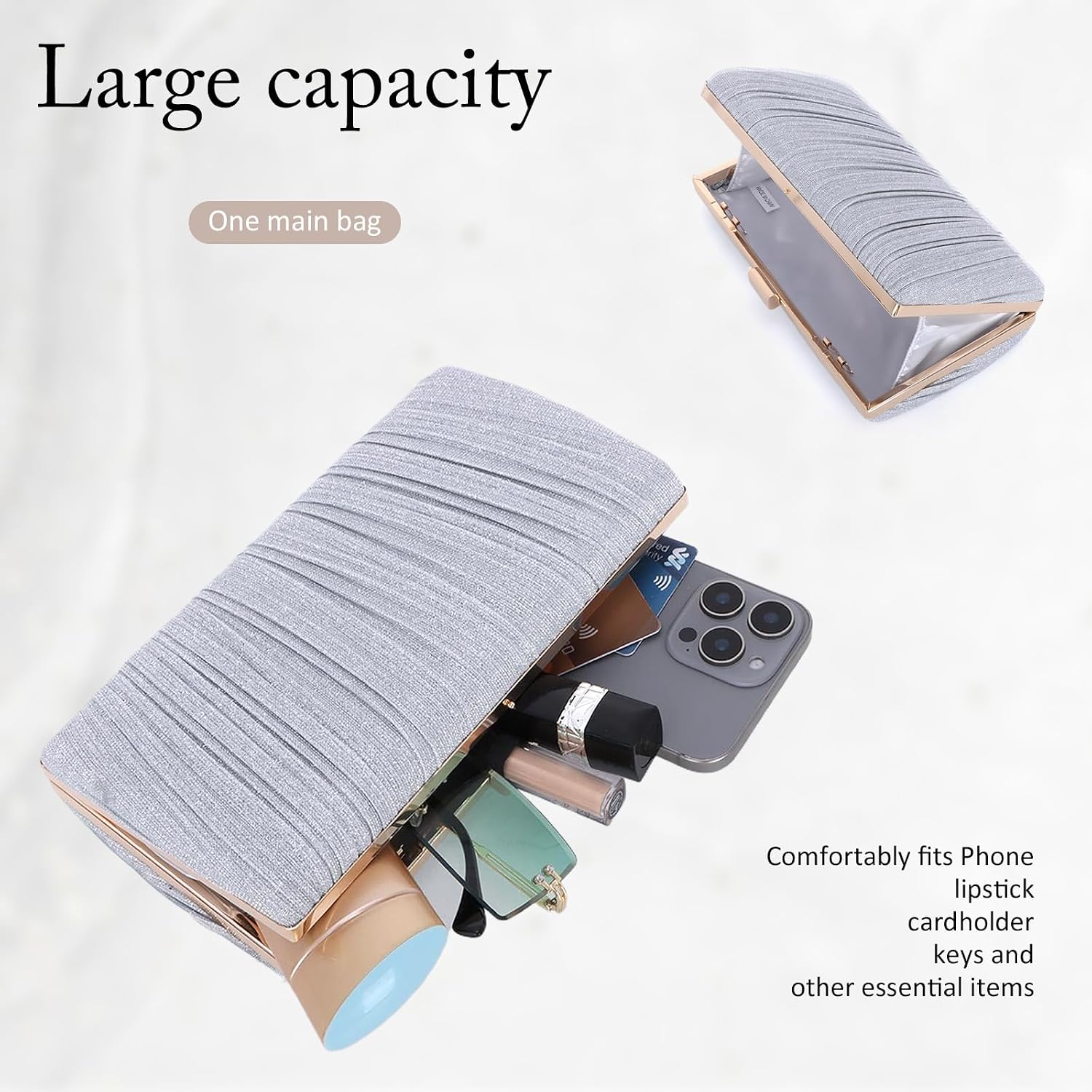 Thumbnail 5 de Fecialy Pleated Satin Evening Clutch
