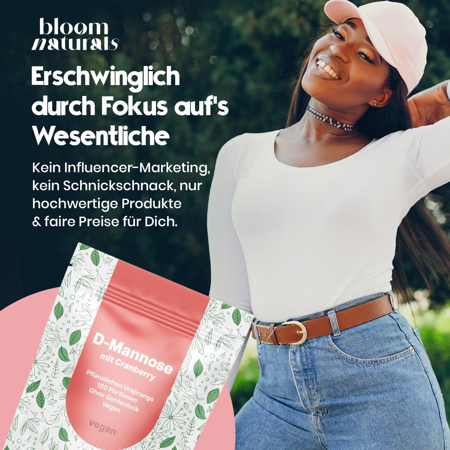 Detalle de D-Mannose Pulver mit Cranberry (300 g) – hochdosiert, löslich in Wasser, vegan, laborgeprüft (produziert in Deutschland)