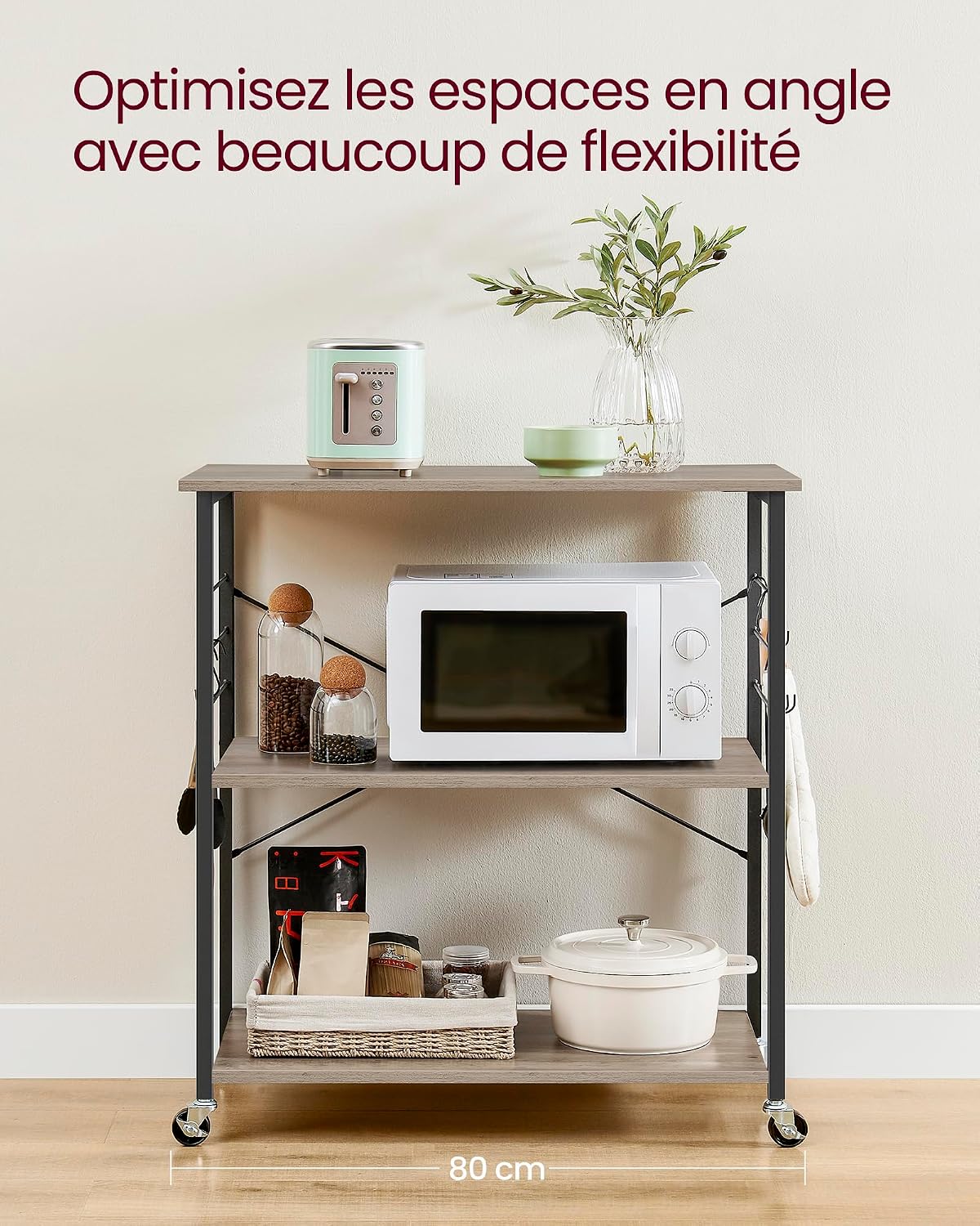 Detalle de VASAGLE KKS067K02 Étagère de cuisine 89 cm