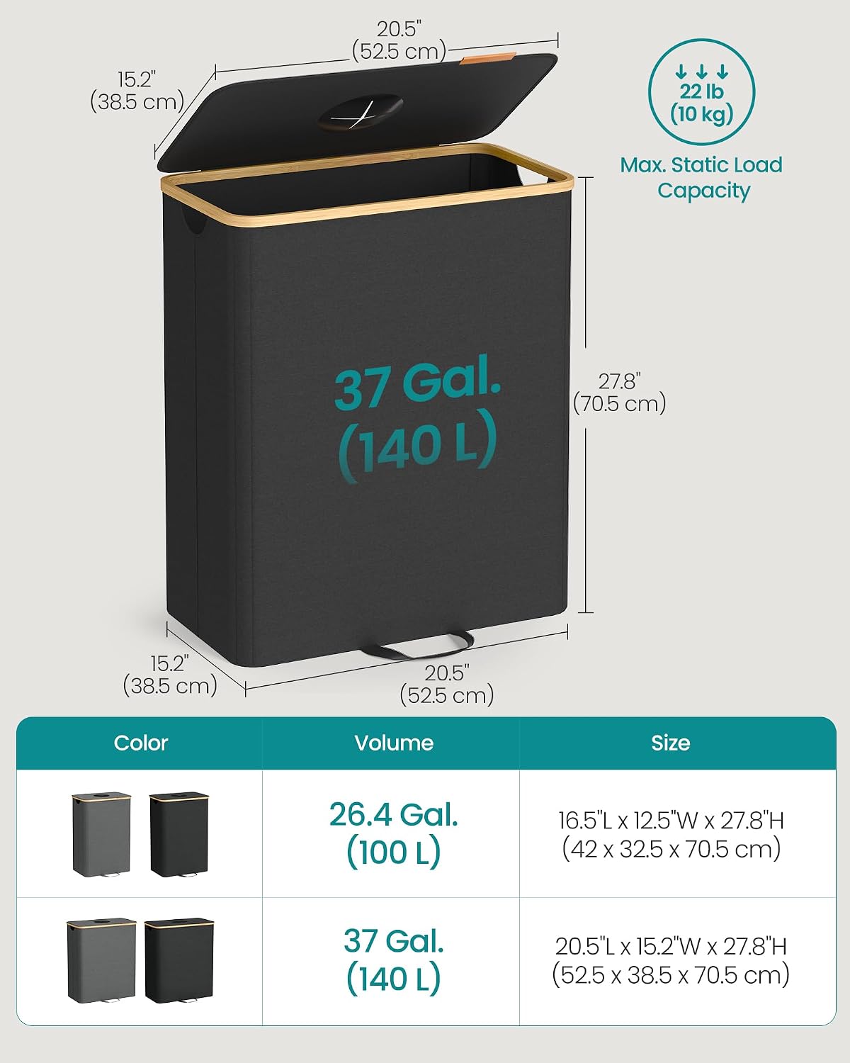 Thumbnail 6 de SONGMICS RRB513B01 135 L Bottle Collection Bin with Lid and Inner Bag