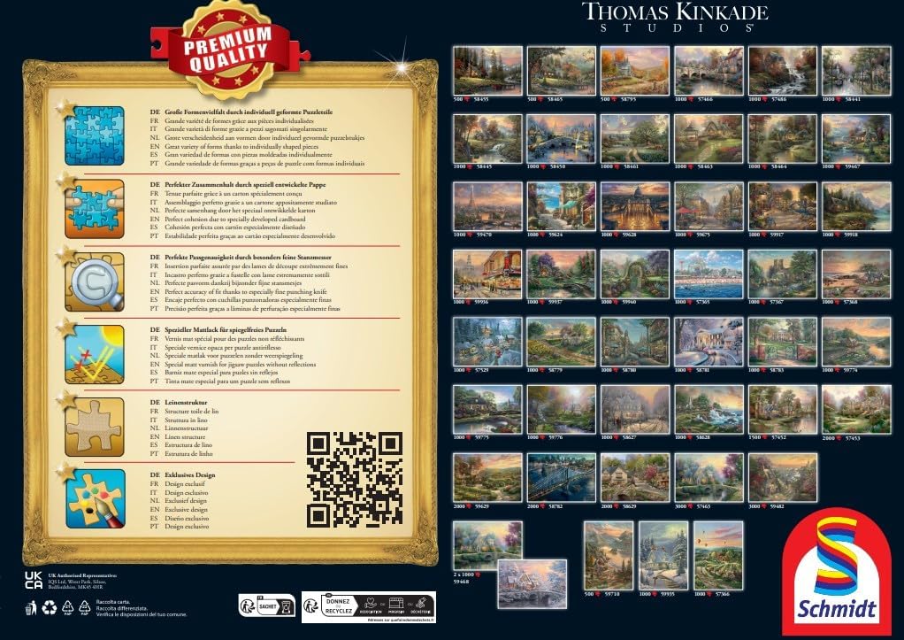 Thumbnail 2 de Schmidt Spiele 58629 Sommer in Cobblestone Village, Thomas Kinkade — puzzle 2000 pezzi