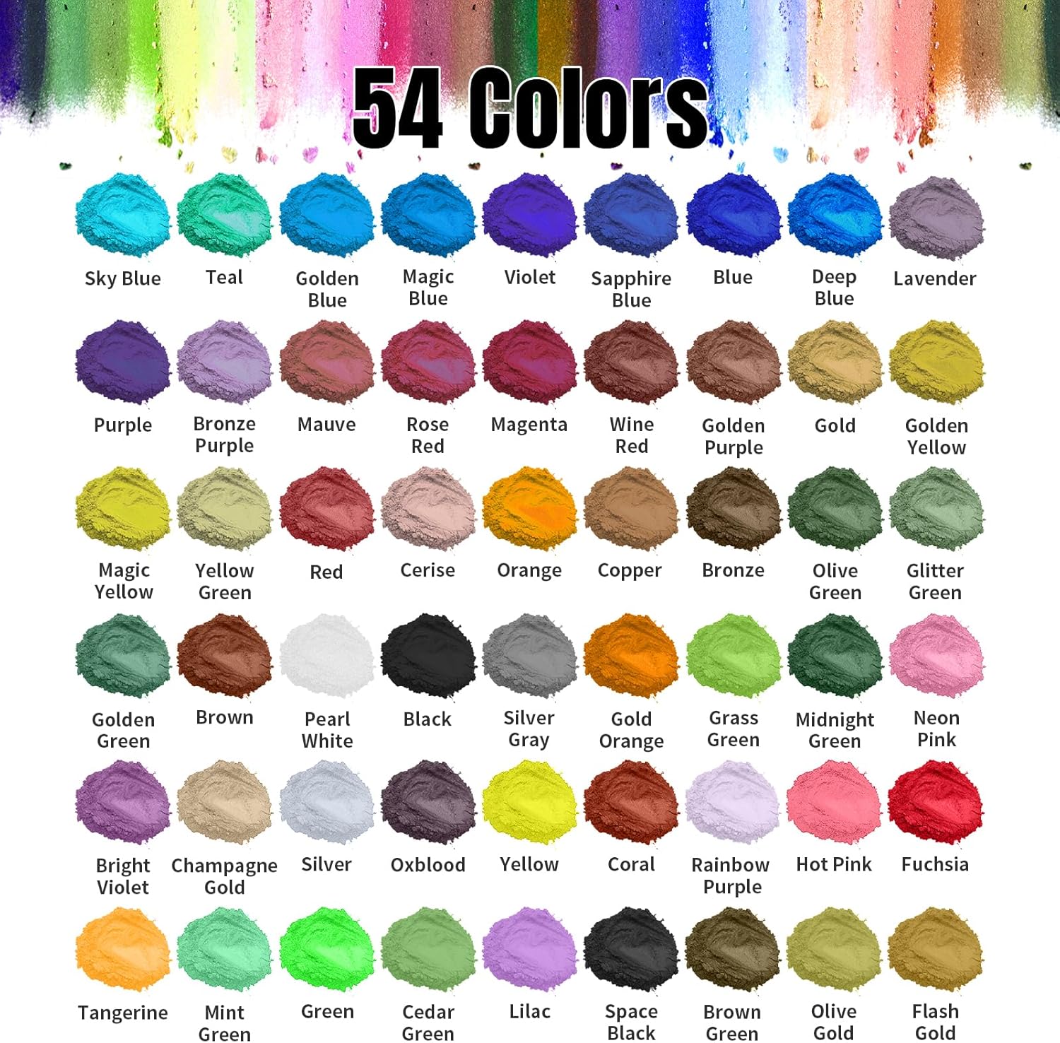 Thumbnail 1 de Roizefar Mica Powder (54 colours x 5 g) Pearlescent epoxy resin pigment powder for DIY projects