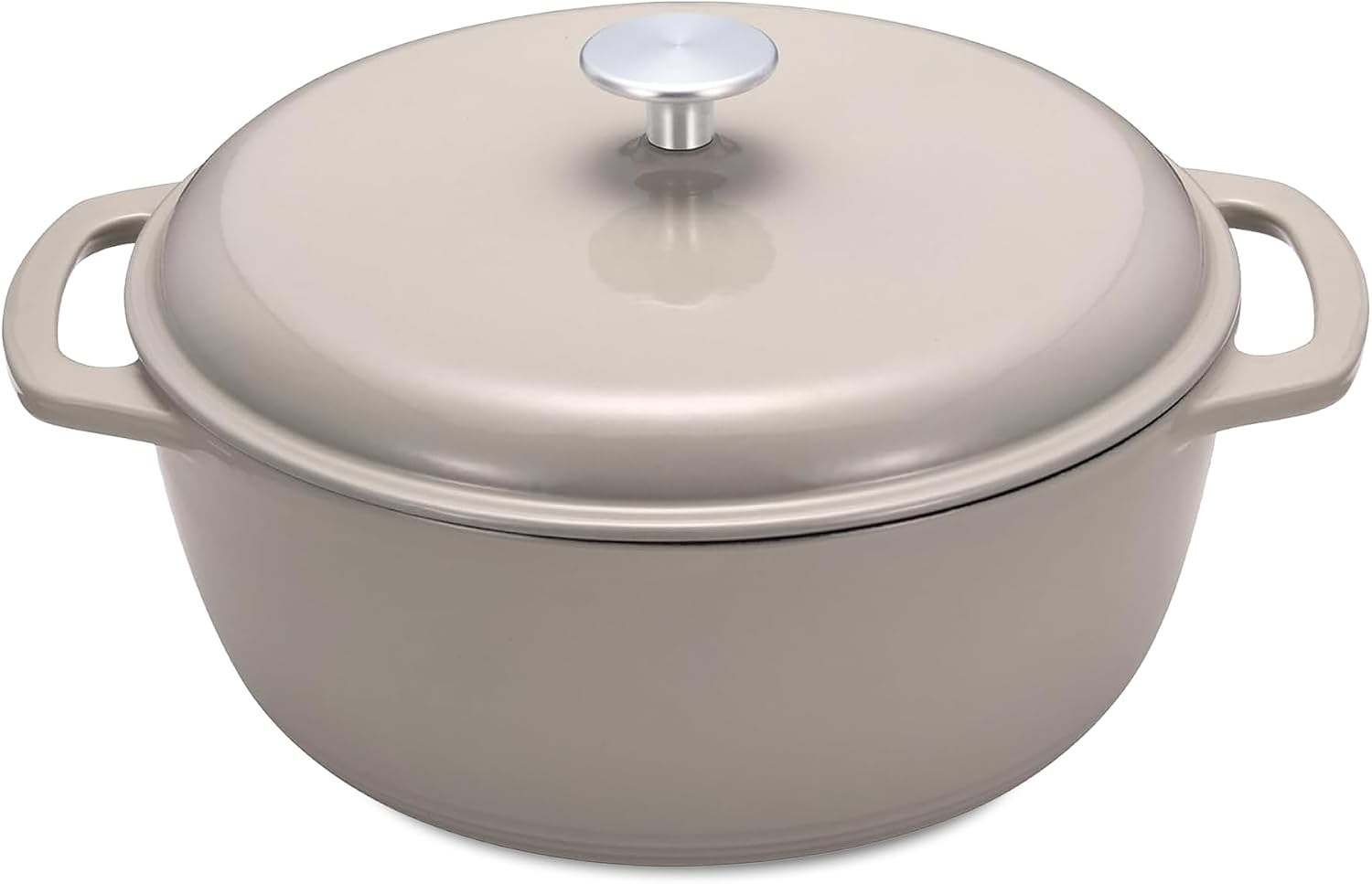 Detalle de Amazon Basics Cast Iron Casserole Dish with Lid, Enamelled, Round, 4.1 L