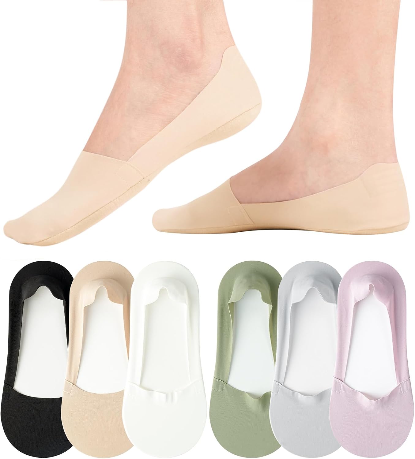 Thumbnail 6 de Caldodo No Show Trainer Socks for Women – 6 Pack Invisible, Non-Slip Low-Cut Footies