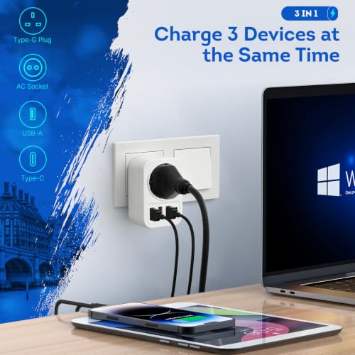 Detalle de Gonew21 Adaptateur Prise Anglaise – 5-en-1 pour voyage