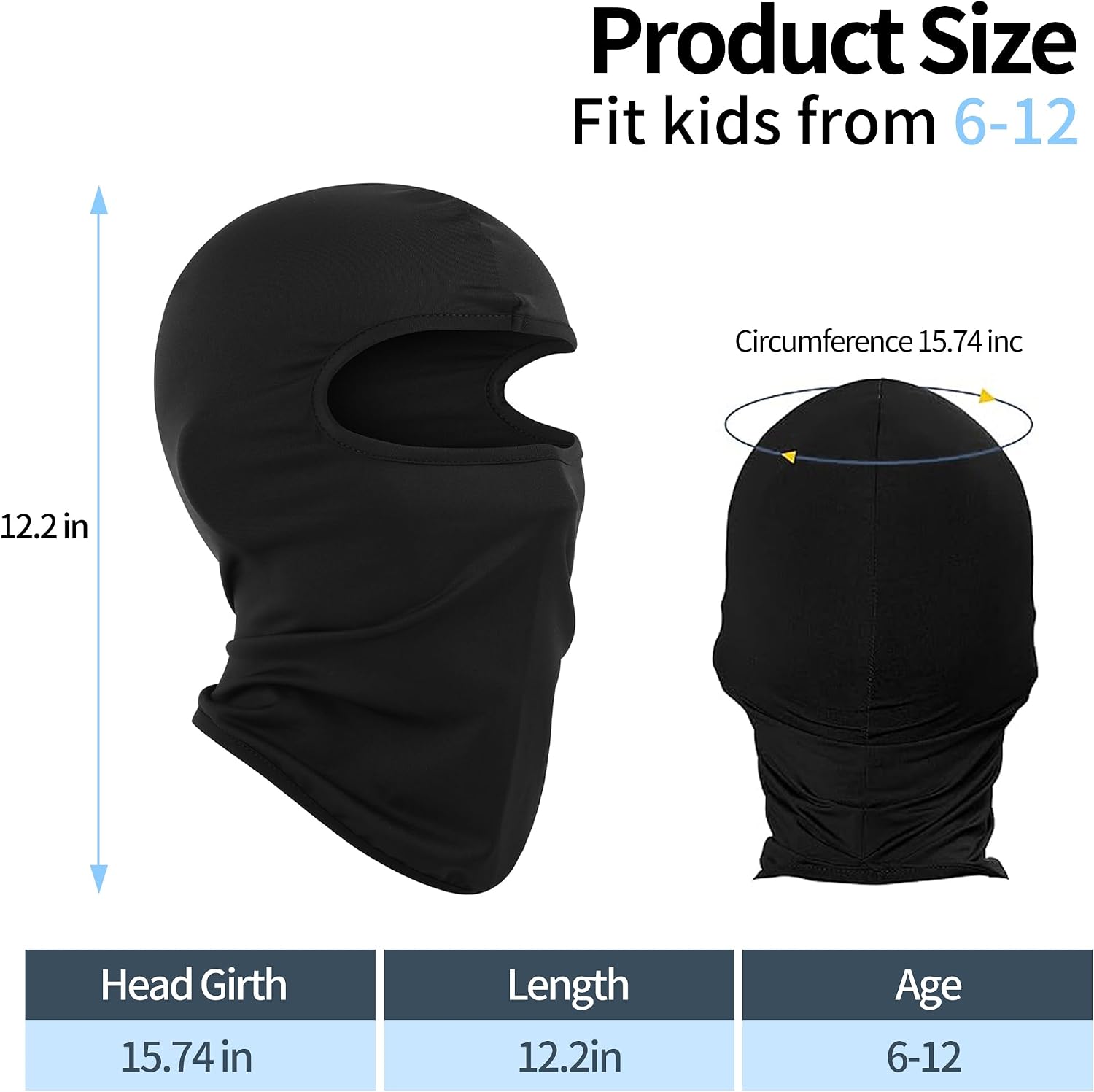 Detalle de Pukavt Kids Balaclava Ski Mask, UV Protection, Windproof Polyester