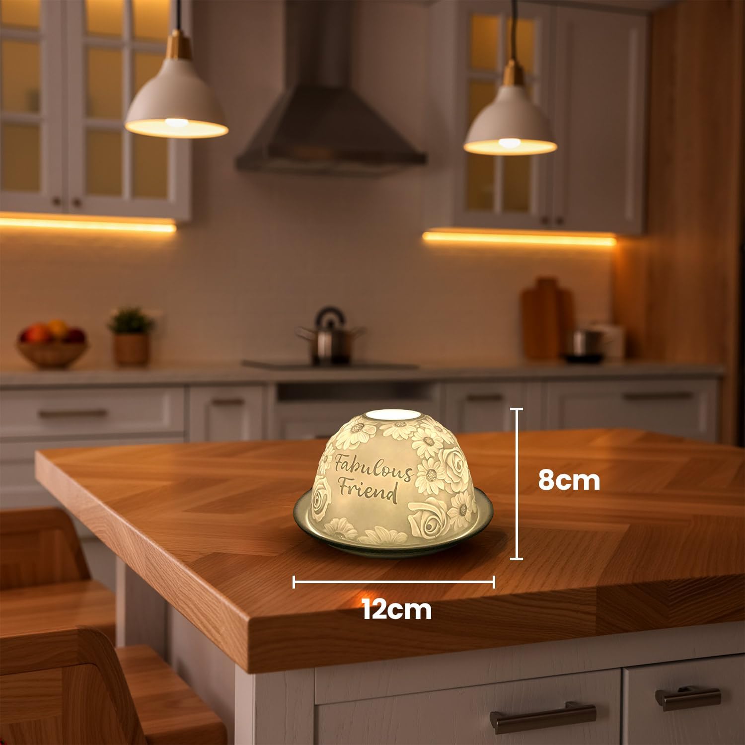 Thumbnail 1 de Cello Porcelain Tealight Holder Dome with 3D Projection Lithophane Tealight Candle Wax Warmer Effect