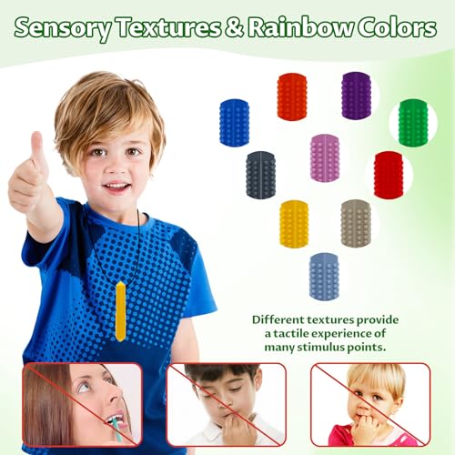 Detalle de LShun Collier à mâcher sensoriel pour enfants et adultes – 10 pièces diamant, sécurité et apaisement
