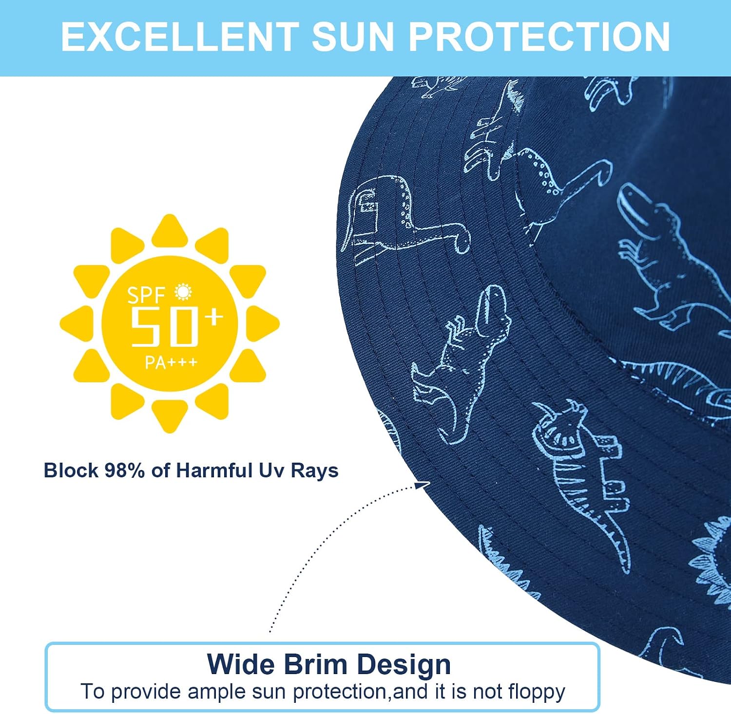Detalle 2 de TOMEEK Baby Sonnenhut Unisex Kinder Sommerhut UV-Schutz Fischerhut mit verstellbarem Kordelzug