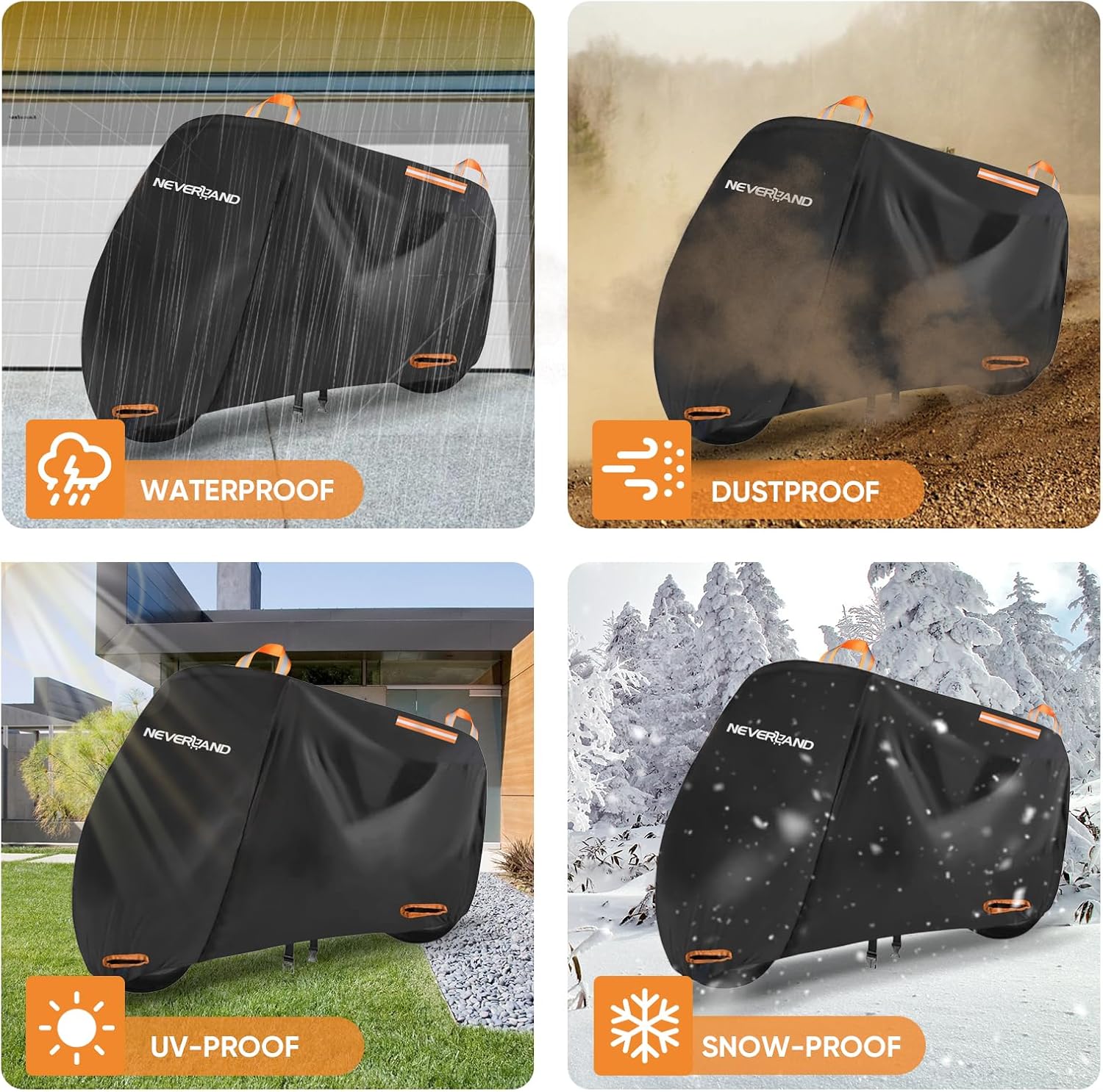 Thumbnail 5 de NEVERLAND Wasserdichte Motorrad-Abdeckplane (XXXL) 295x110x140 cm, 210D Oxford – Outdoor & Garage