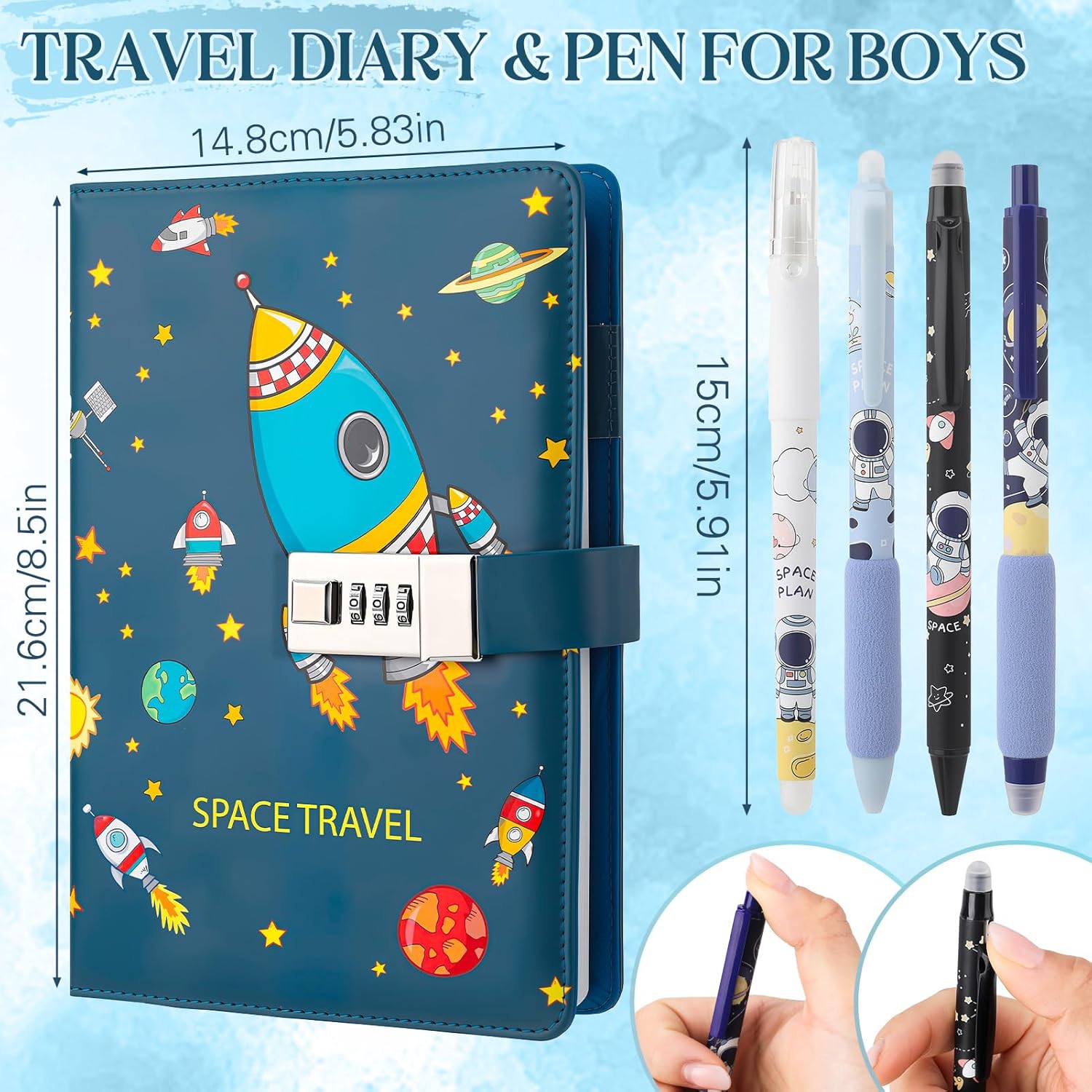 Thumbnail 1 de Candcamp Diary with Lock for Boys: Lockable Secret Journal with 4 Pens Set