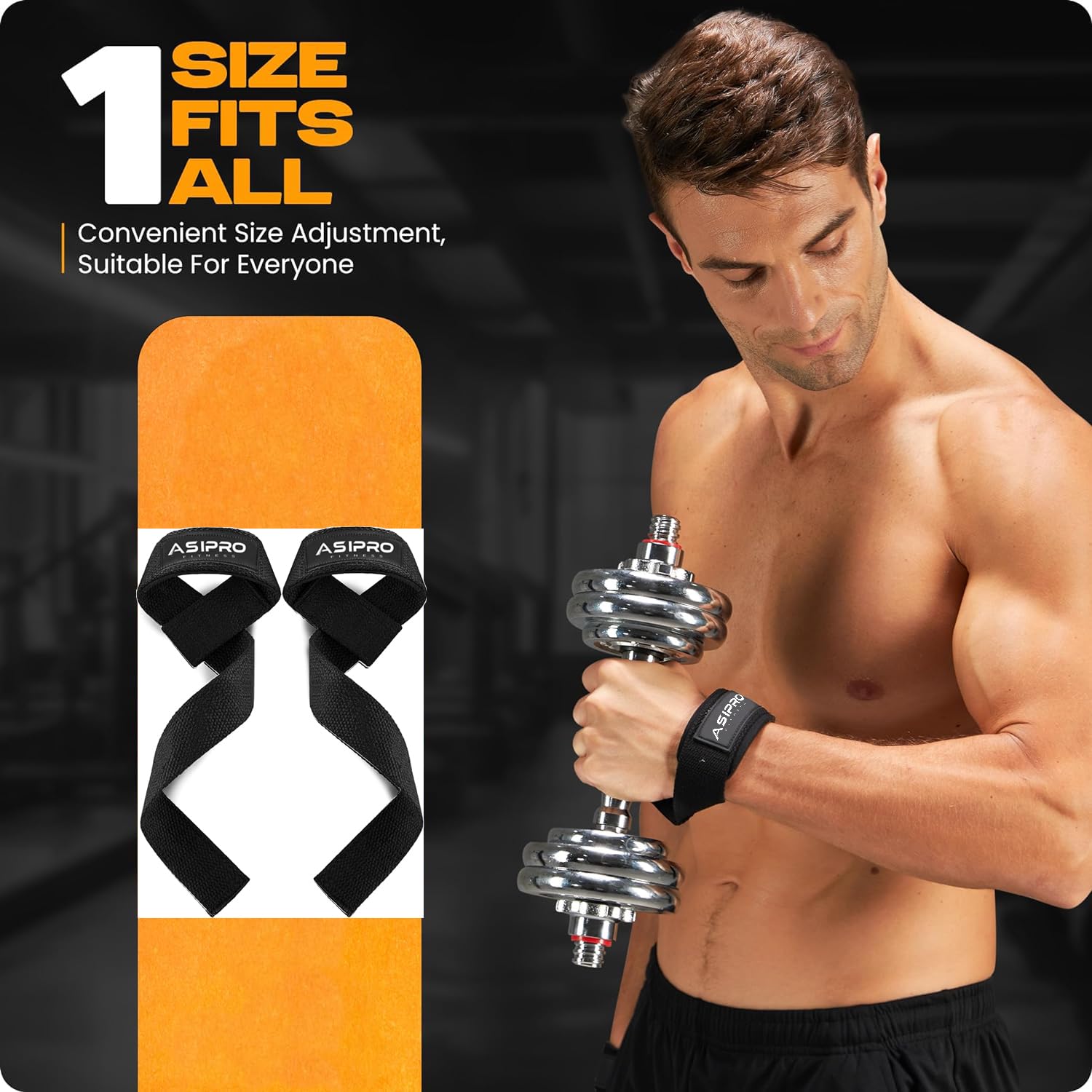 Detalle 2 de ASIPRO AS-STRP-01 Weightlifting Wrist Straps, 22-Inch Cotton with Neoprene Padding