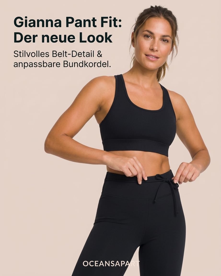 Detalle de OCEANSAPART Legging Gianna pour femme — coupe haute, opaque et évacuation d'humidité, confort et flexibilité
