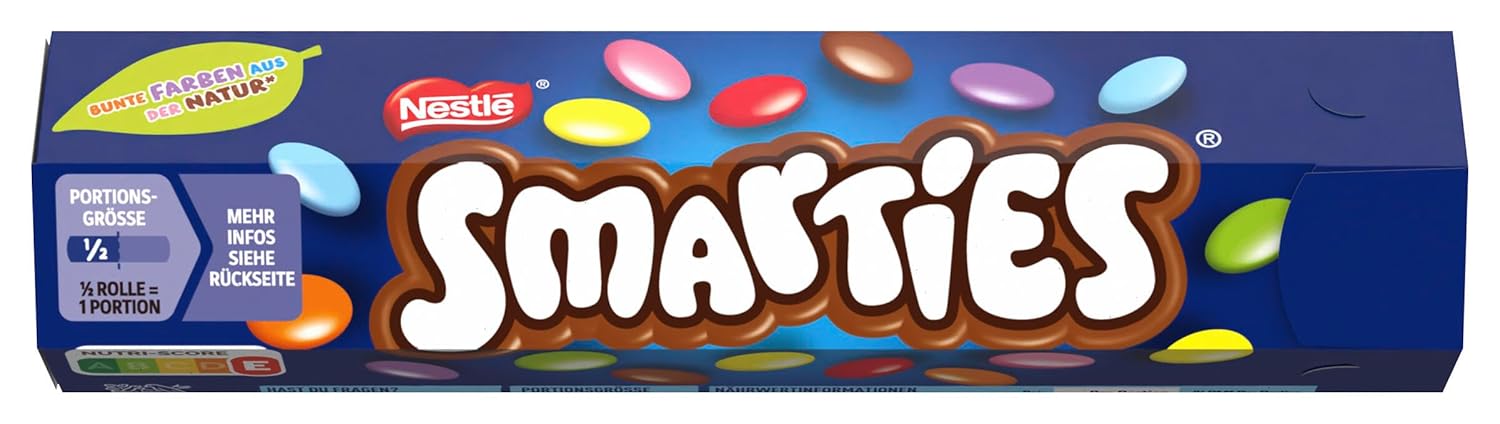Detalle de Nestlé SMARTIES Hexagon-Rolle: bunte Schokolinsen im 24er Pack (Hexagon-Rolle)