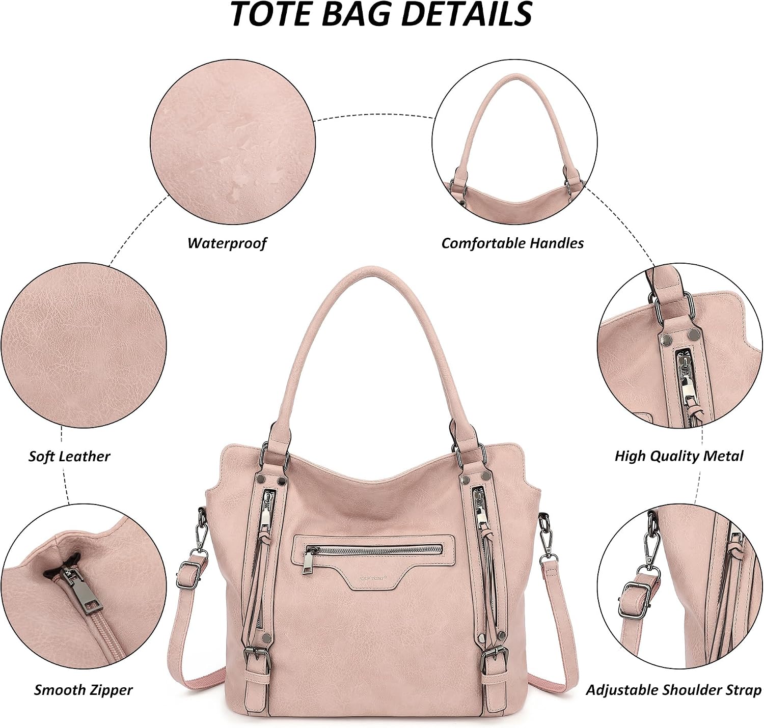 Thumbnail 4 de TANTOMI Hobo Bag for Women (Large Capacity) with Detachable Purse Set – 2PCS tote, crossbody & shoulder bag