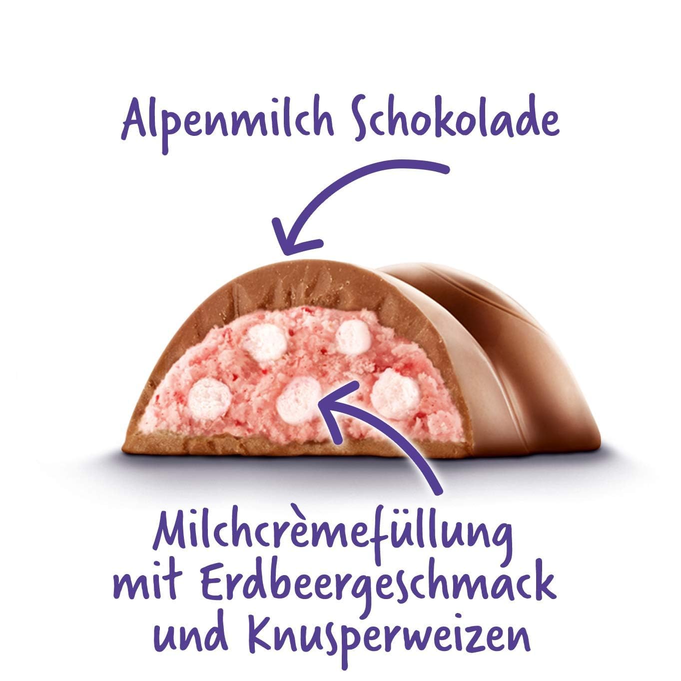 Detalle de Milka Choco Erdbeer Riegel – Alpenmilch-Schokolade mit Erdbeer-Milchcrème & Crispies (36 x 36,5 g)