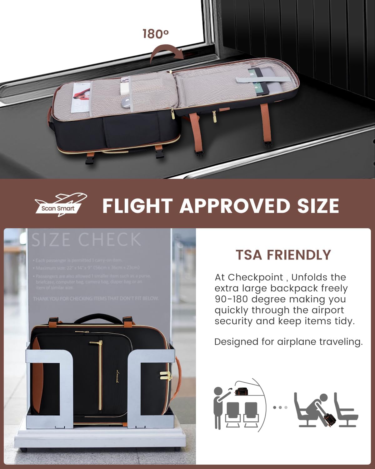 Detalle 2 de LOVEVOOK 40L Travel Backpack Carry-On