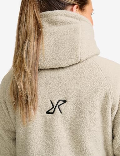Detalle 2 de RevolutionRace Sherpa Hoodie für Damen – Outdoor-Fleecejacke, Beige Khaki, Größe S