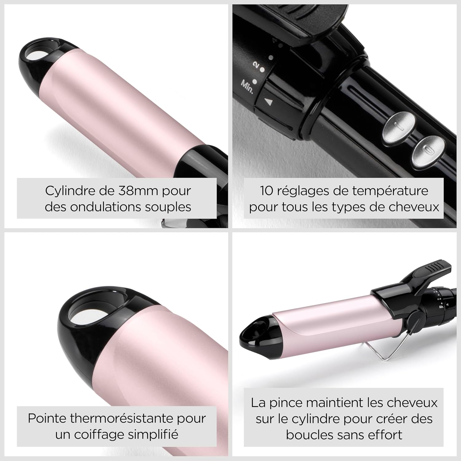 Thumbnail 3 de BaByliss Boucleur à pince 38 mm - Cylindre Satin Touch (C338E) – boucles souples et brillantes