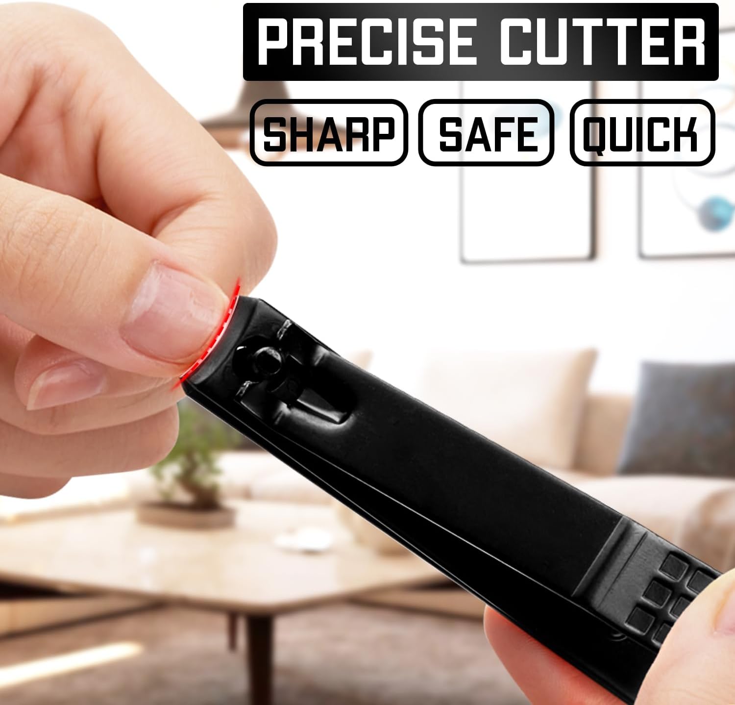 Detalle 1 de AW union Lot de 3 coupe-ongles Nail Clippers Set, 3-Piece Black Stainless Carbon Steel
