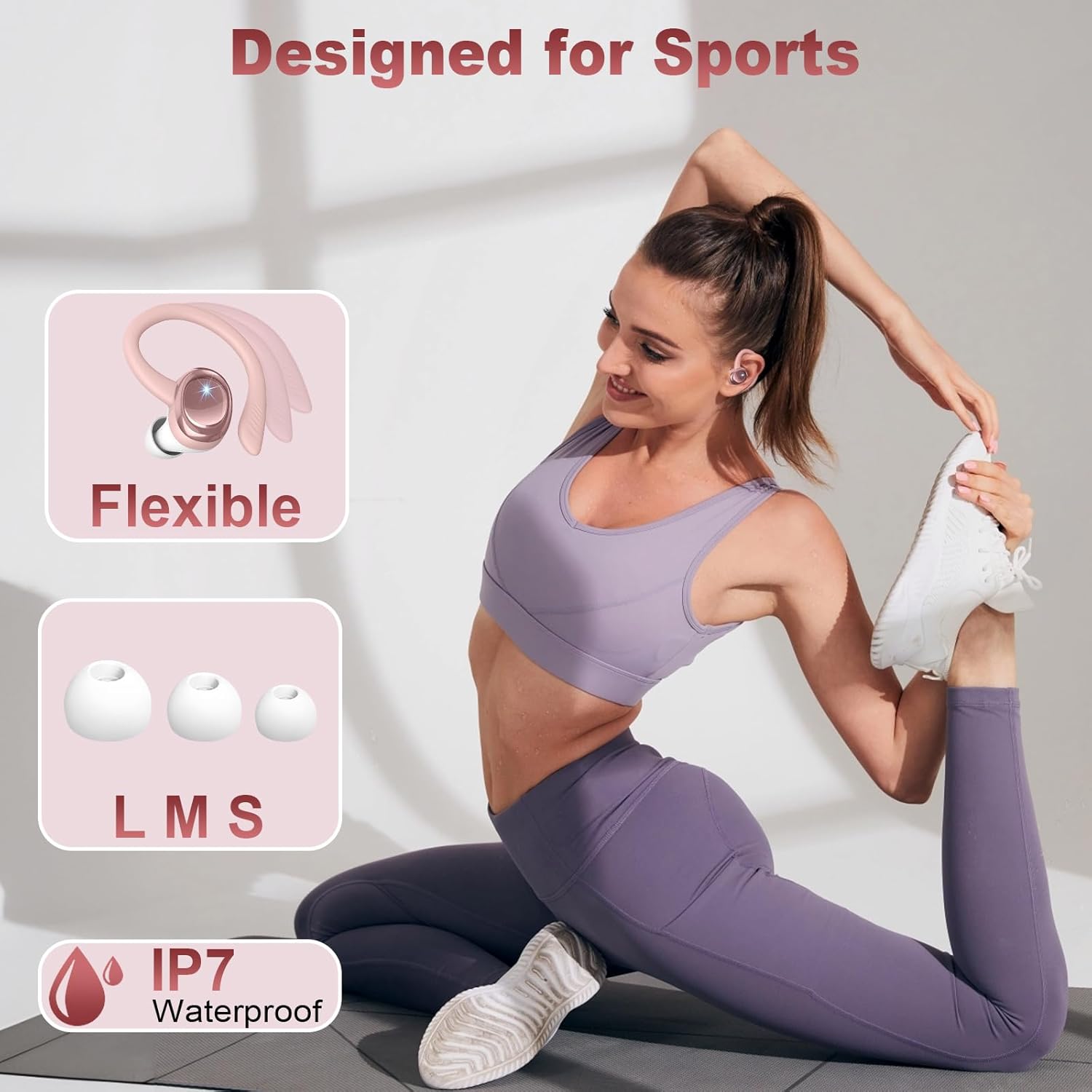 Thumbnail 4 de Hupoaf Wireless Headphones Sport: 2026 Bluetooth 5.4 Earbuds with Deep Bass, IP-X7, 50+ Hours