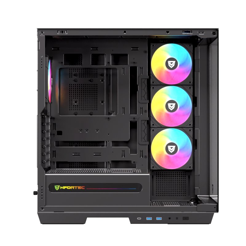 Thumbnail 3 de Nfortec Ursa ARGB Caja semitorre E-ATX con USB-C negra 🖥