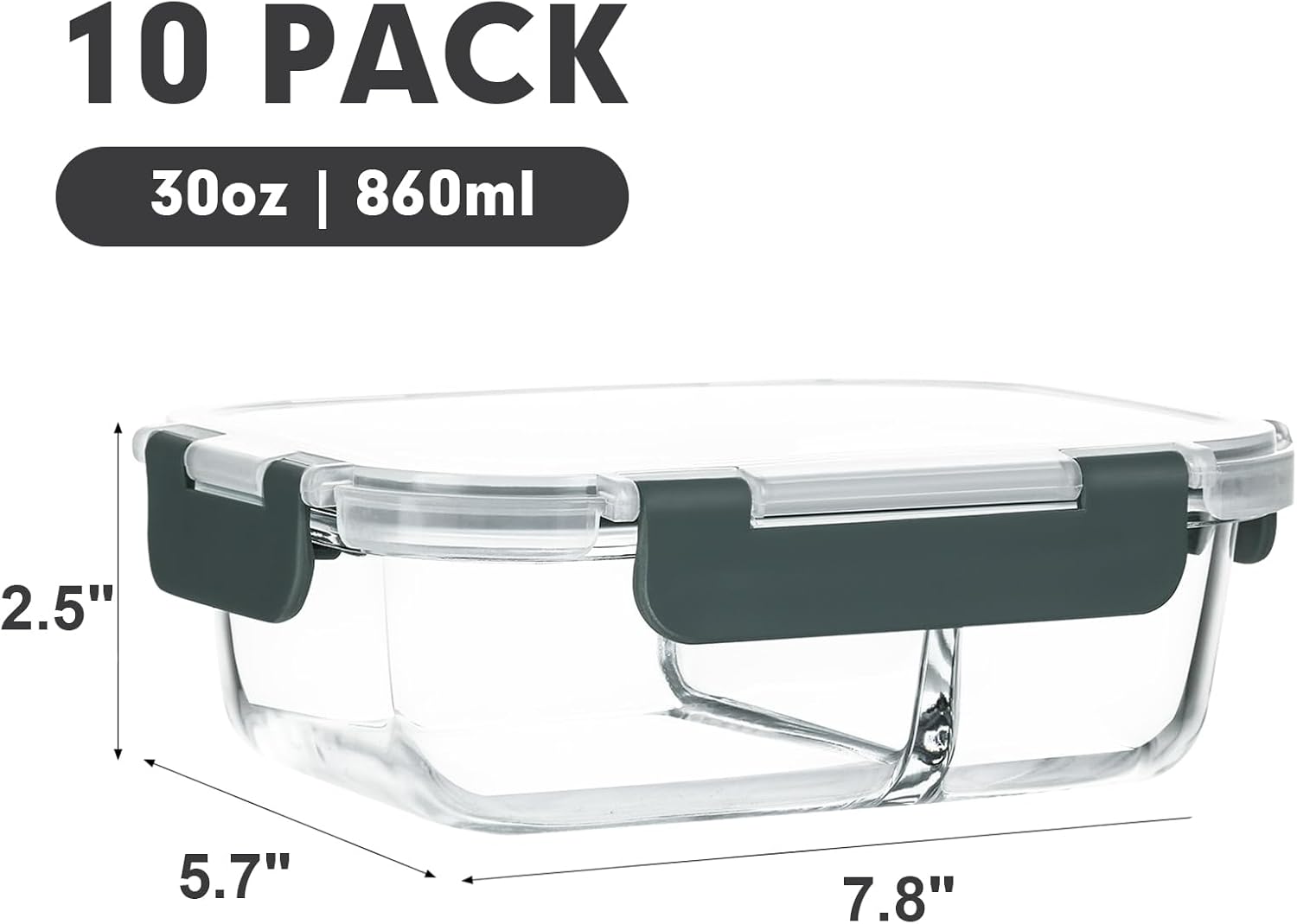Thumbnail 1 de M MCIRCO 10-Pack 30 Oz Glass Meal Prep Containers 🍱