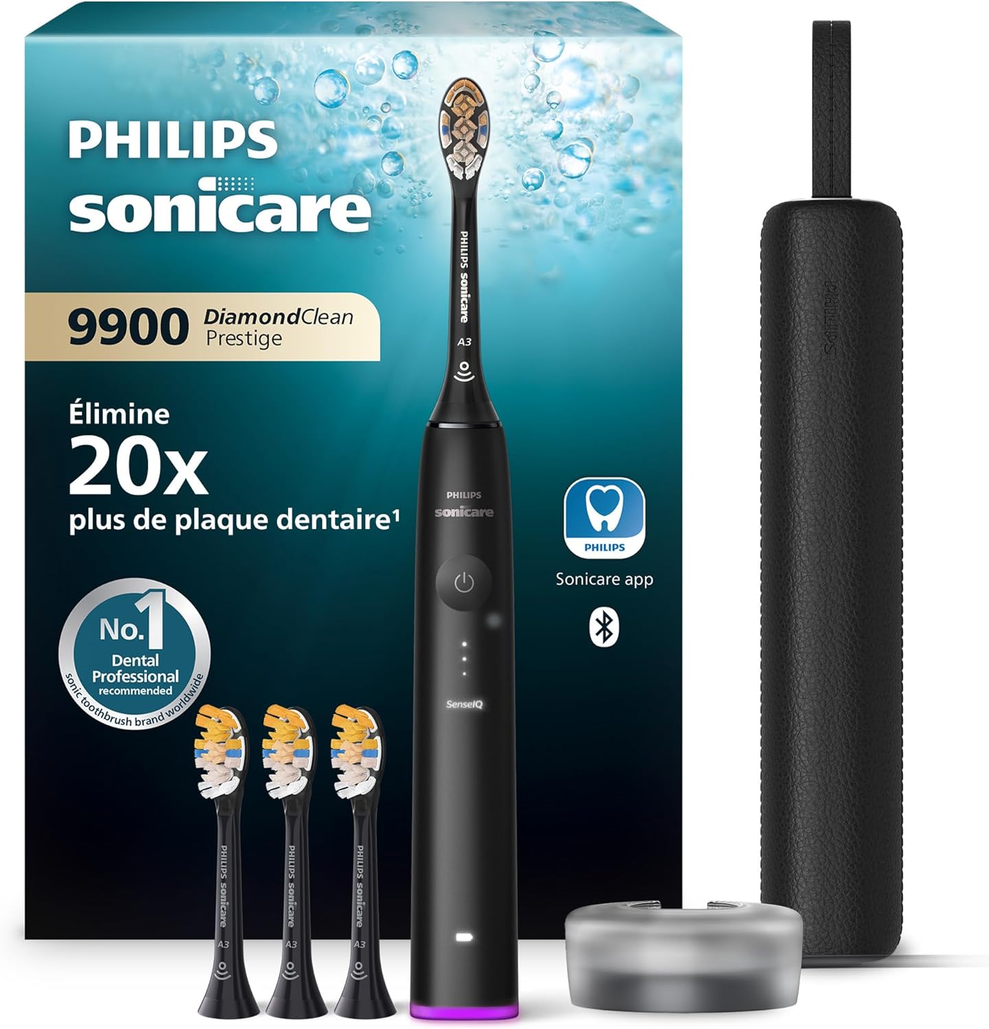 Detalle de Philips Sonicare DiamondClean 9900 Prestige HX9992/43 : brosse à dents sonique SenseIQ avec application