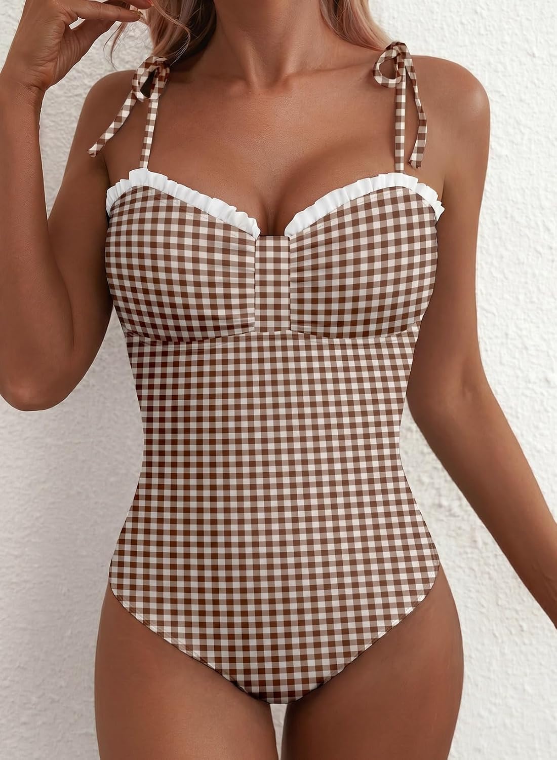 Thumbnail 4 de Herseas Women’s Striped One Piece Swimsuit with Tie Shoulder Straps and High Cut — 2026 Summer Beachwear