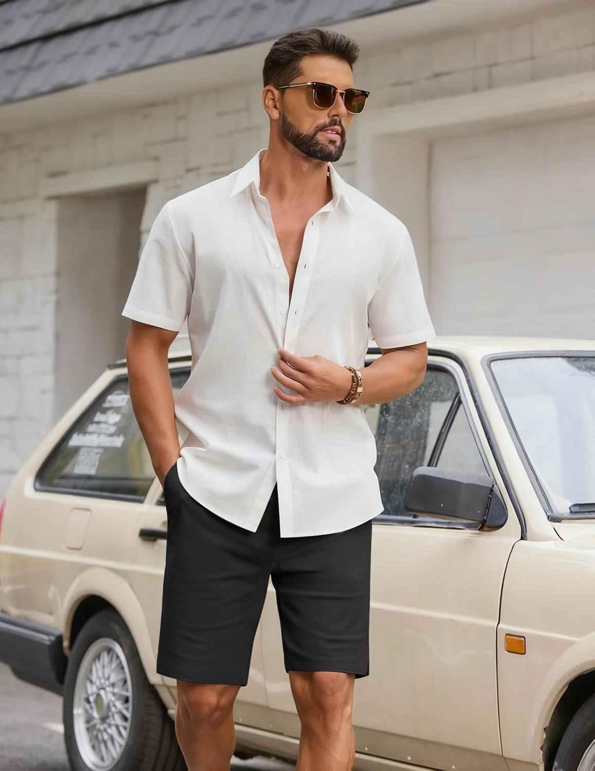 Thumbnail 2 de COOFANDY Men's Casual Cotton Drawstring Shorts: Lightweight 9" Chino Golf Shorts