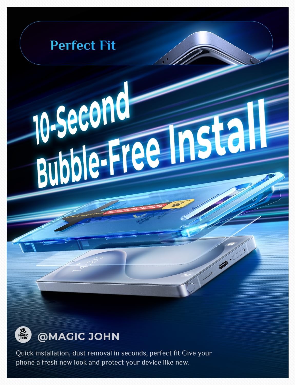 Detalle de MAGIC JOHN for Samsung Galaxy S26 Ultra Screen Protector (6.9-inch), 9H Tempered Glass, Fingerprint Unlock, 2-Pack