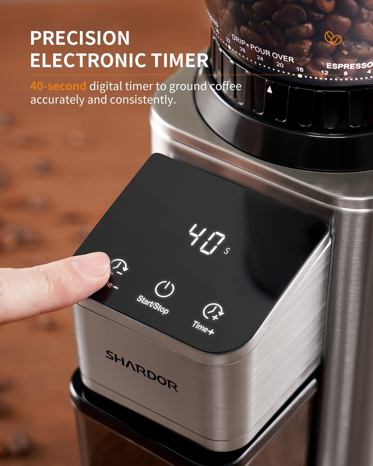 Thumbnail 4 de SHARDOR Professional Conical Burr Coffee Grinder: 48 Grind Settings for Espresso to French Press